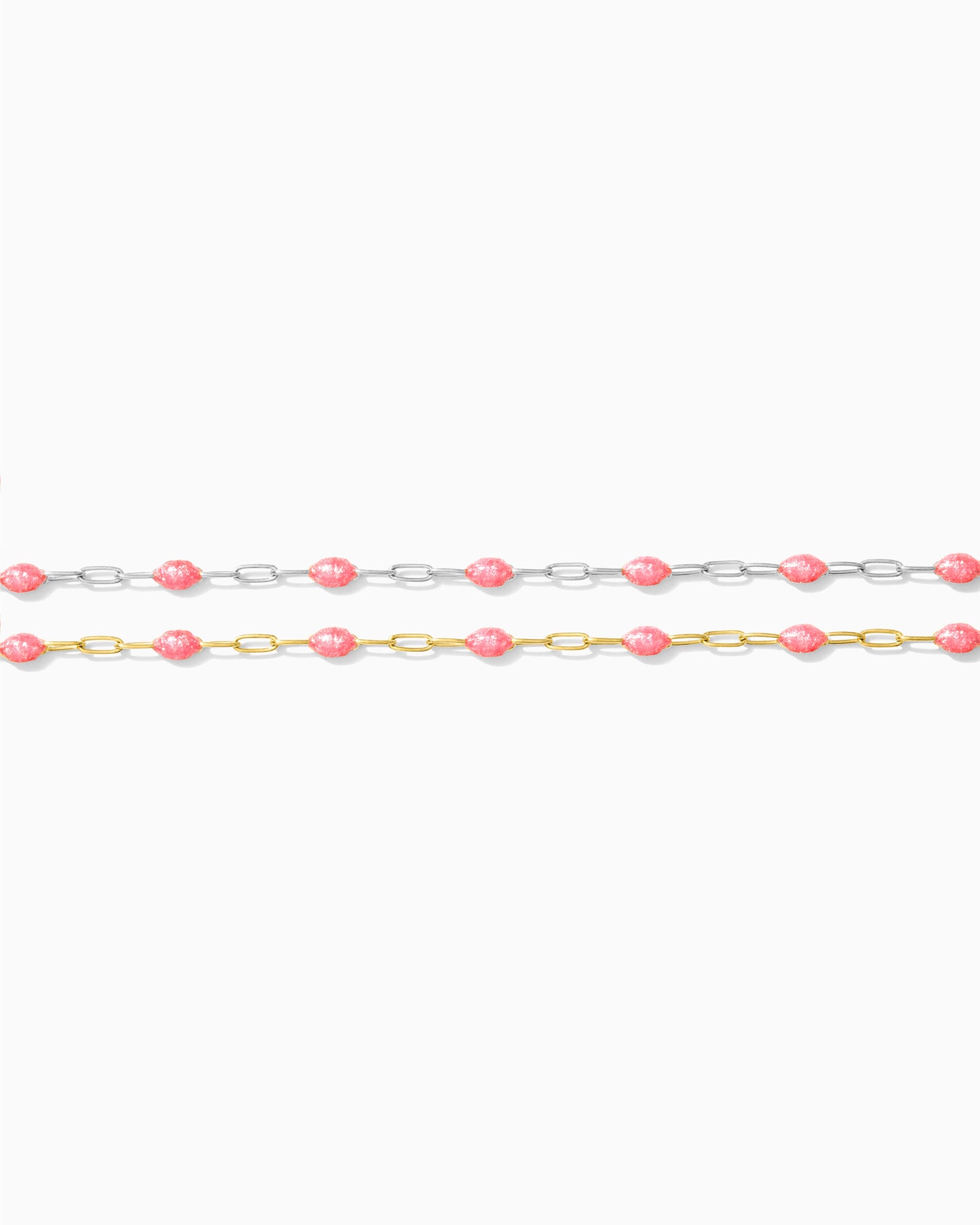 1.4mm Paperclip Chain with Pink Enamel Link, S103, G103