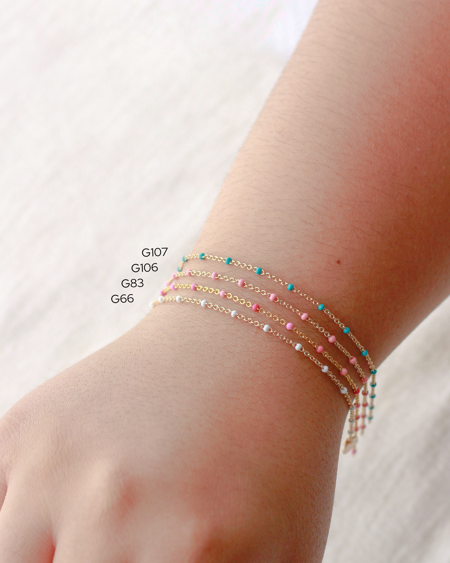 1.1mm Cable Chain with Turqoise Enamel Dot, S107, G107