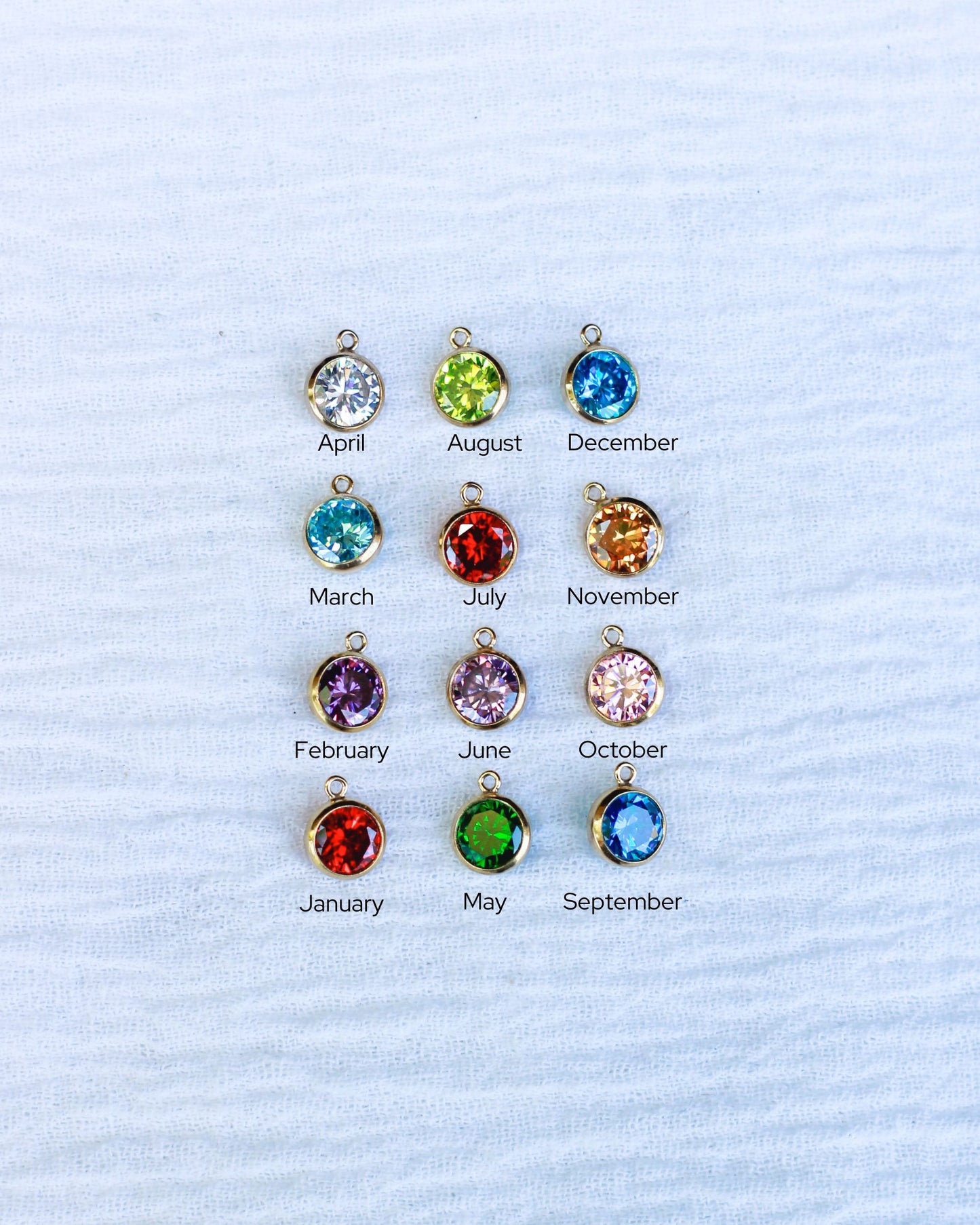 CZ Bezel Birthstone Colored Charm, CH106