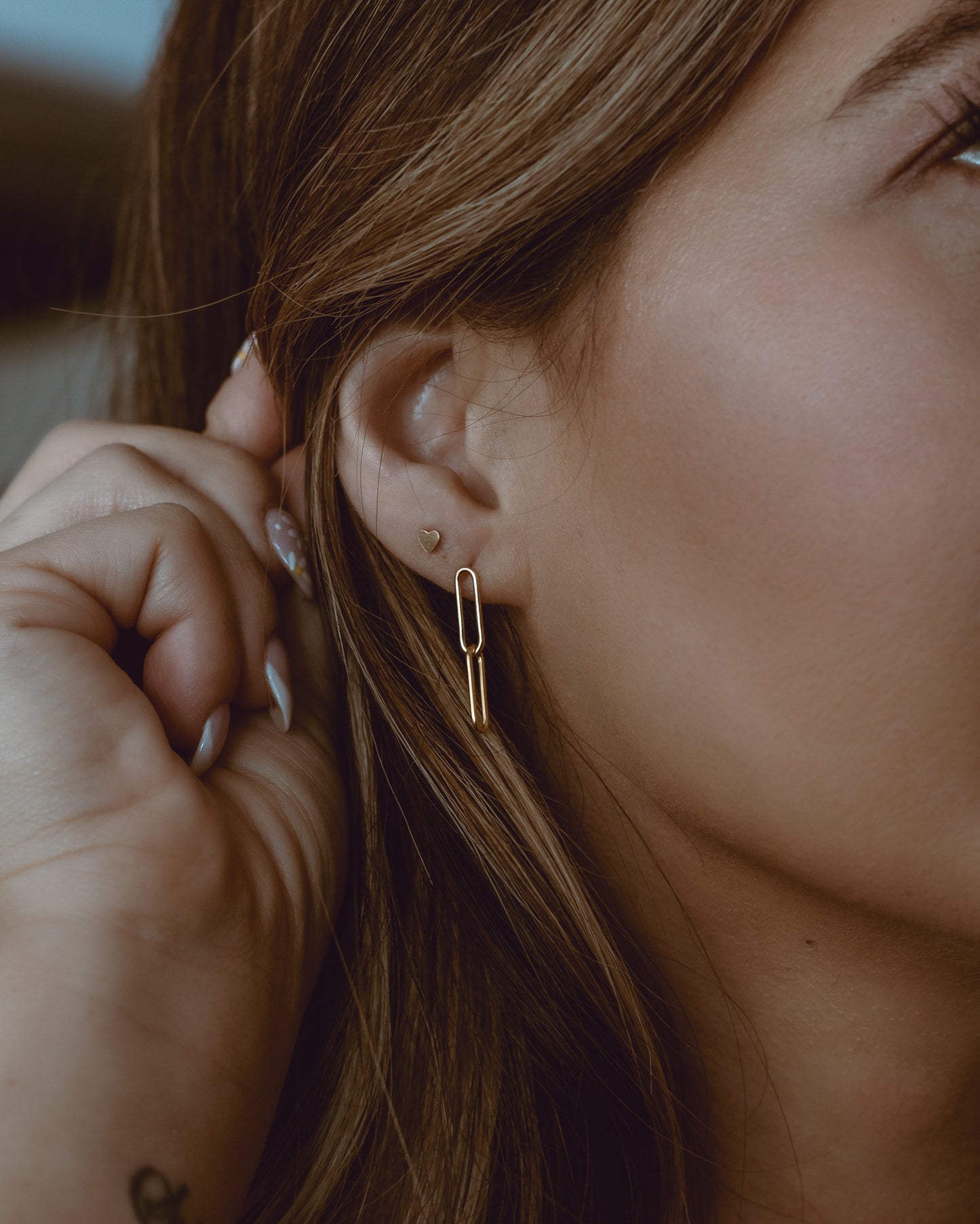 26mm Paperclip Chain Dangle Earrings, E6