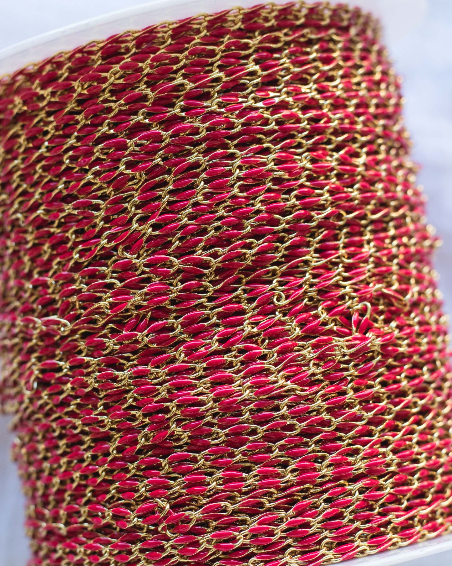 Cranberry Enamel Chain, GP121