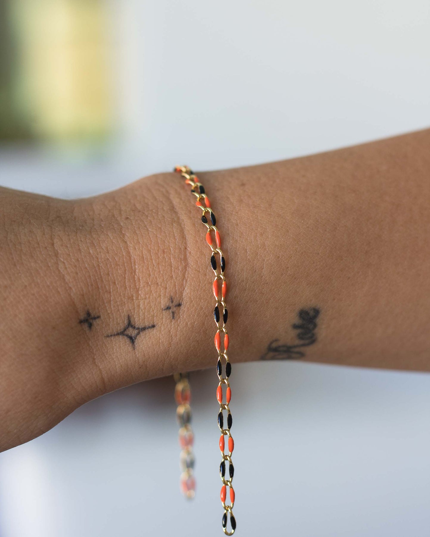 Black and Orange Enamel Chain, GP129