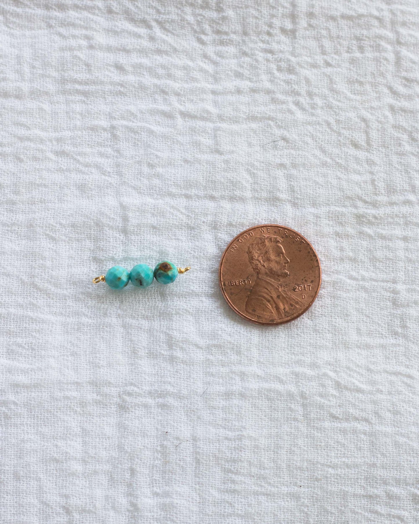Turquoise Triple Bead Facet Cut Connector, CN98
