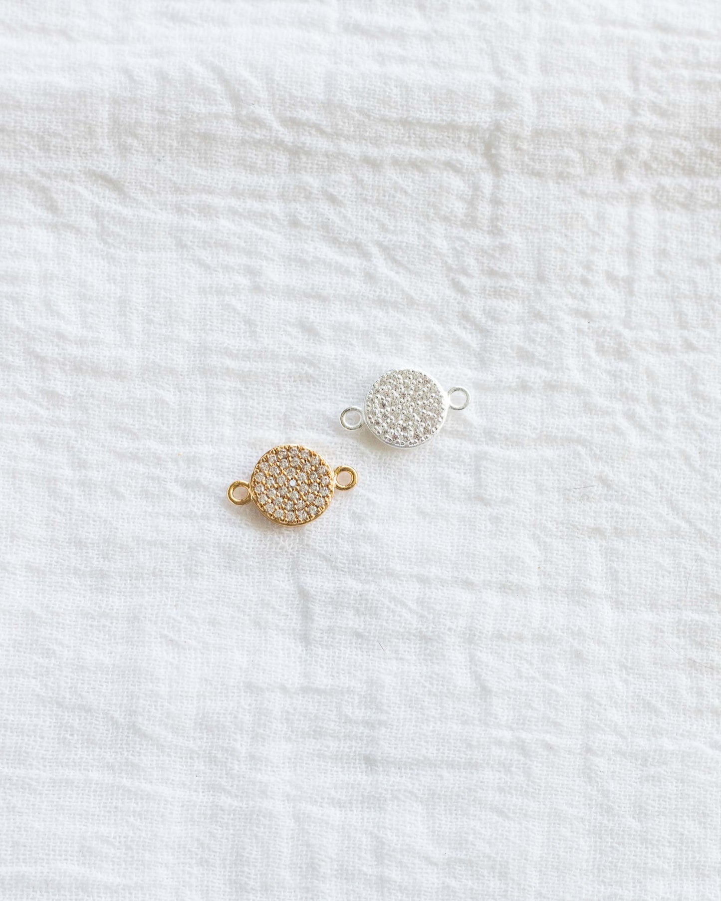 White CZ Pave Disc Connector, CN100
