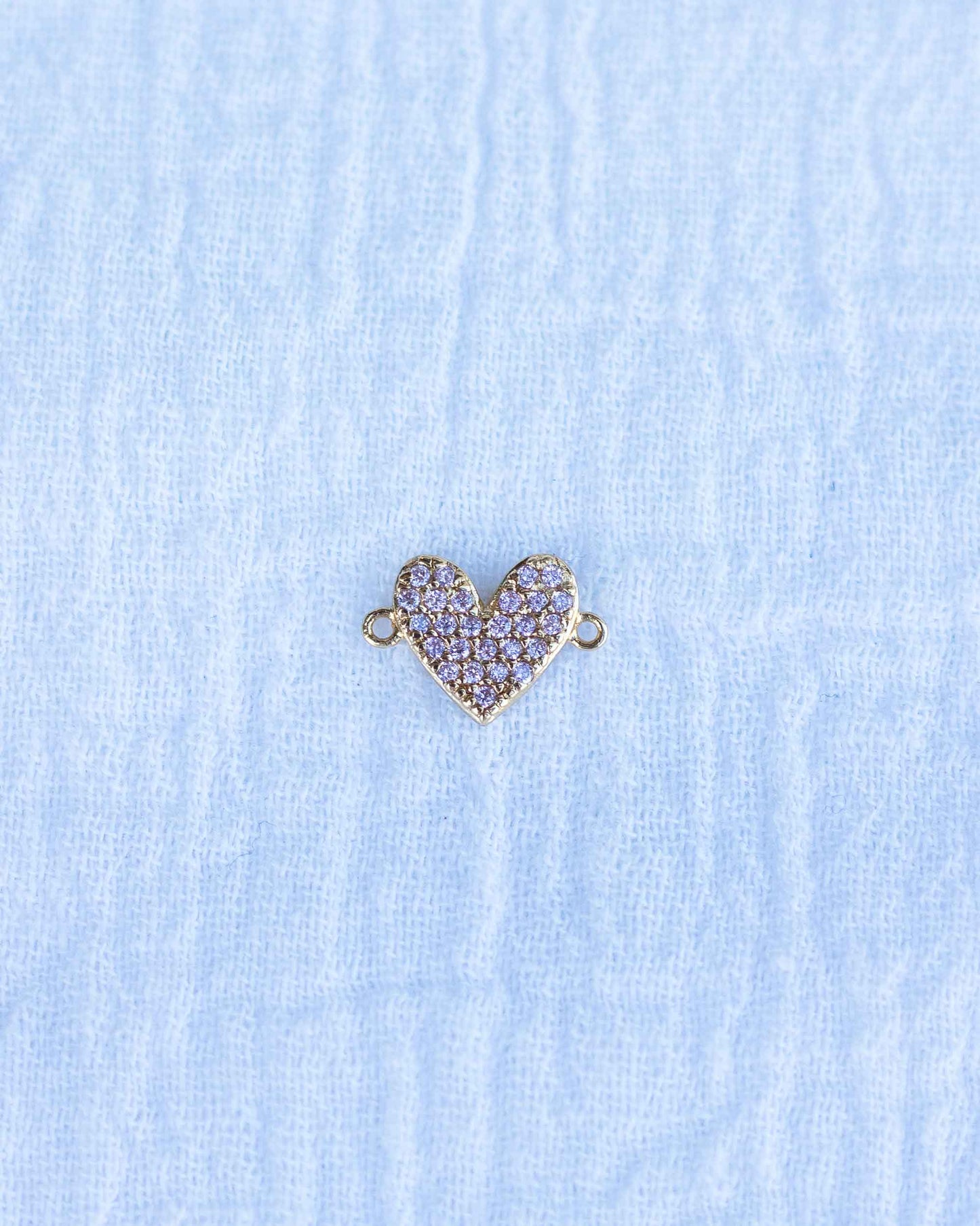 Light Pink CZ Pave Heart Connector, CN128