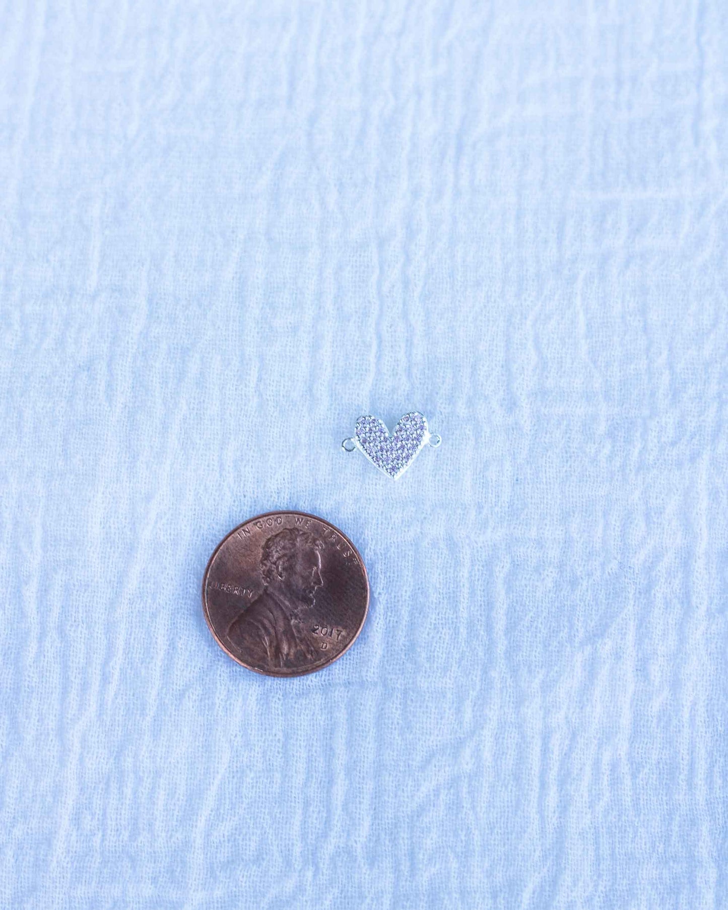 Light Pink CZ Pave Heart Connector, CN128