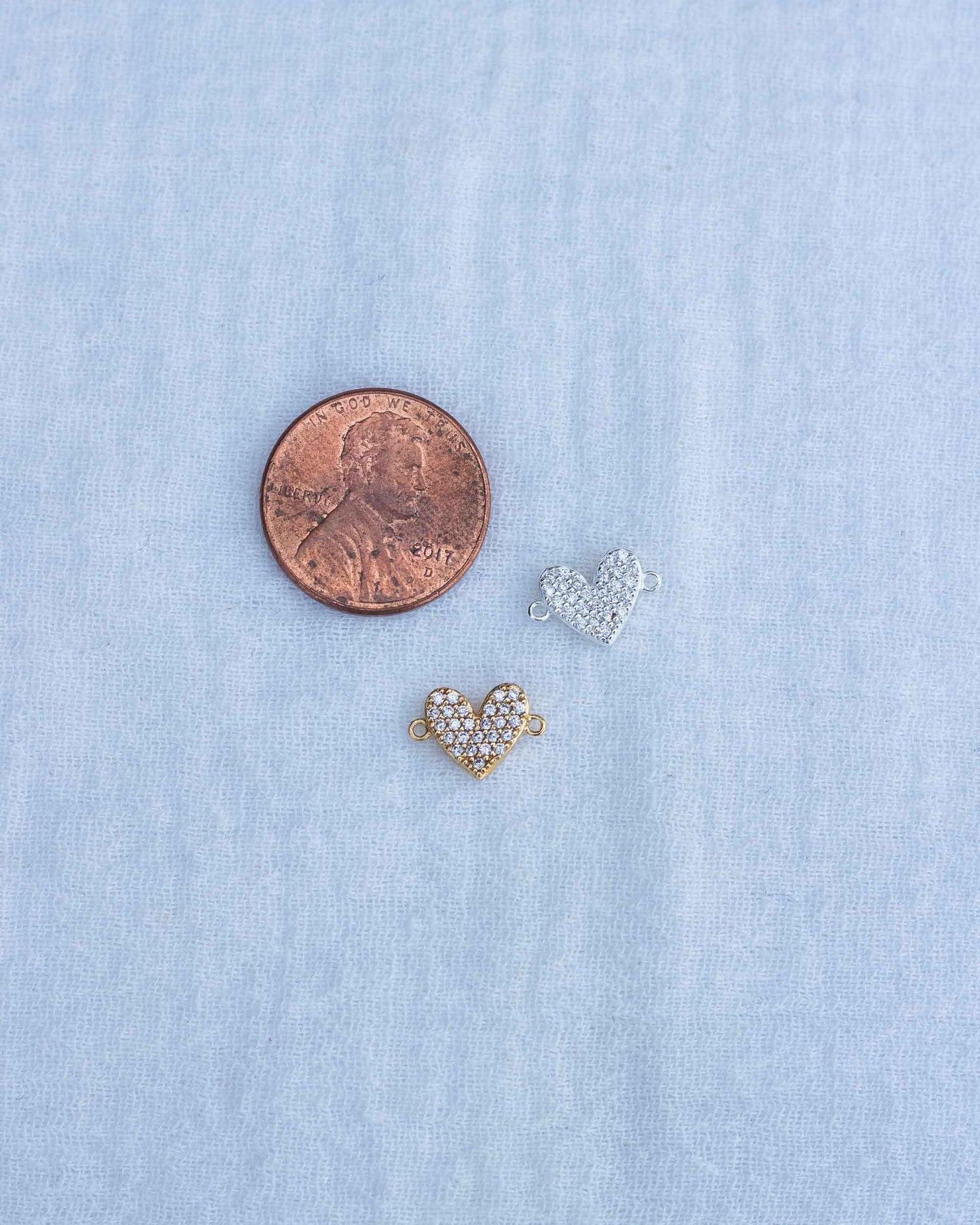 All White CZ Pave Heart Connector, CN129