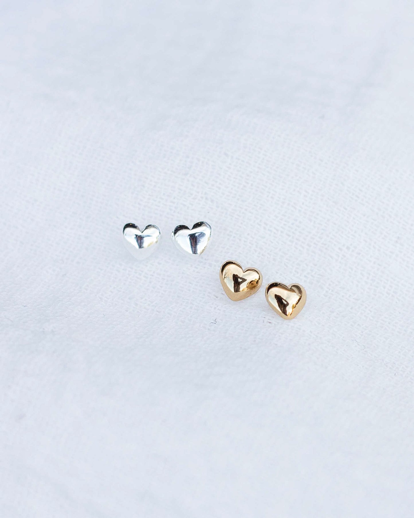 4mm Dome Puff Heart Stud Earrings, E30