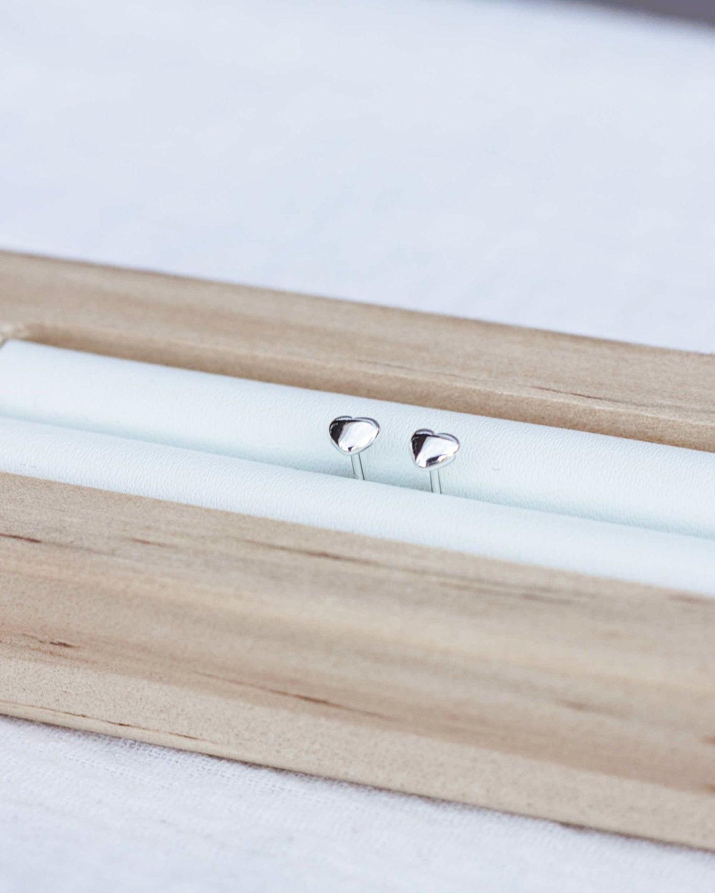 4mm Dome Puff Heart Stud Earrings, E30