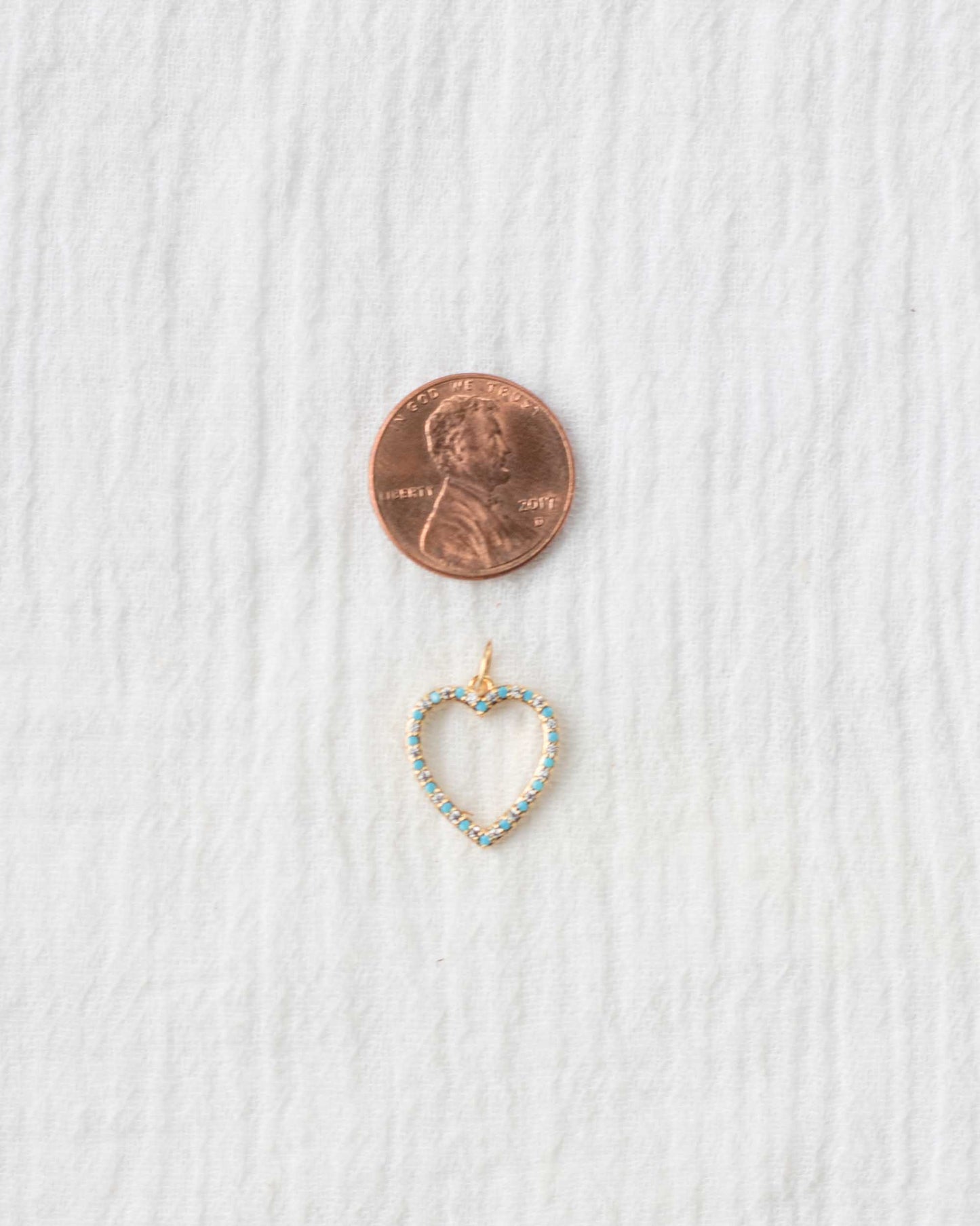 Turquoise Nano Gem Open Heart Charm, CH97