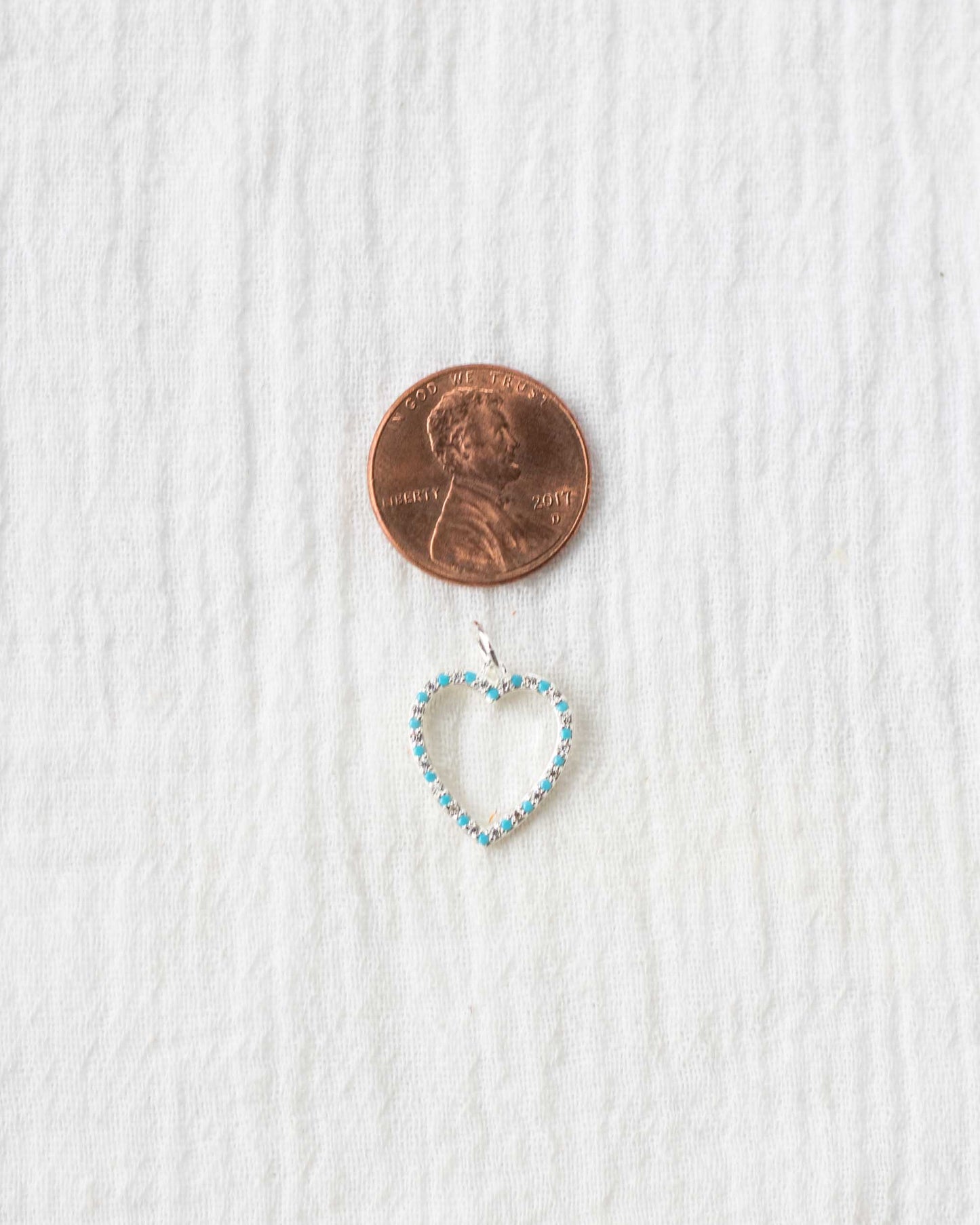 Turquoise Nano Gem Open Heart Charm, CH97