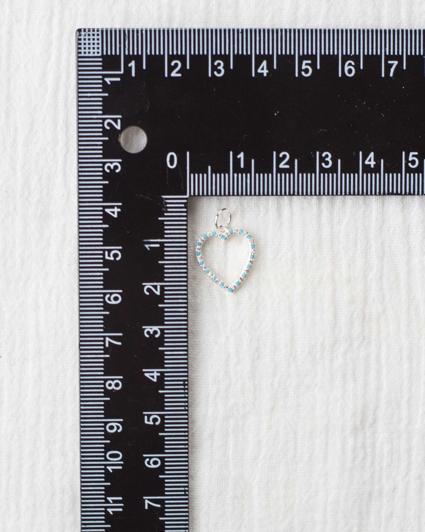 Turquoise Nano Gem Open Heart Charm, CH97