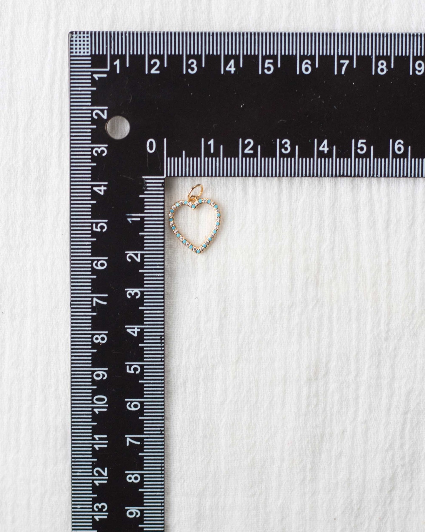 Turquoise Nano Gem Open Heart Charm, CH97