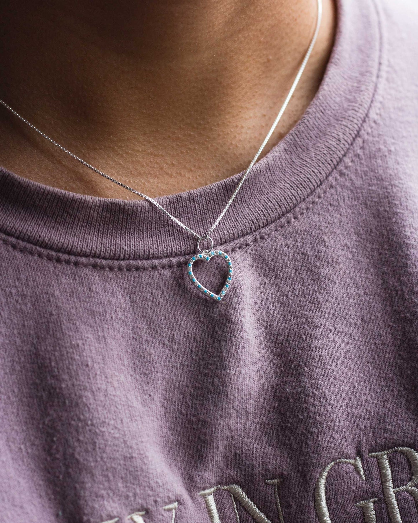 Turquoise Nano Gem Open Heart Charm, CH97