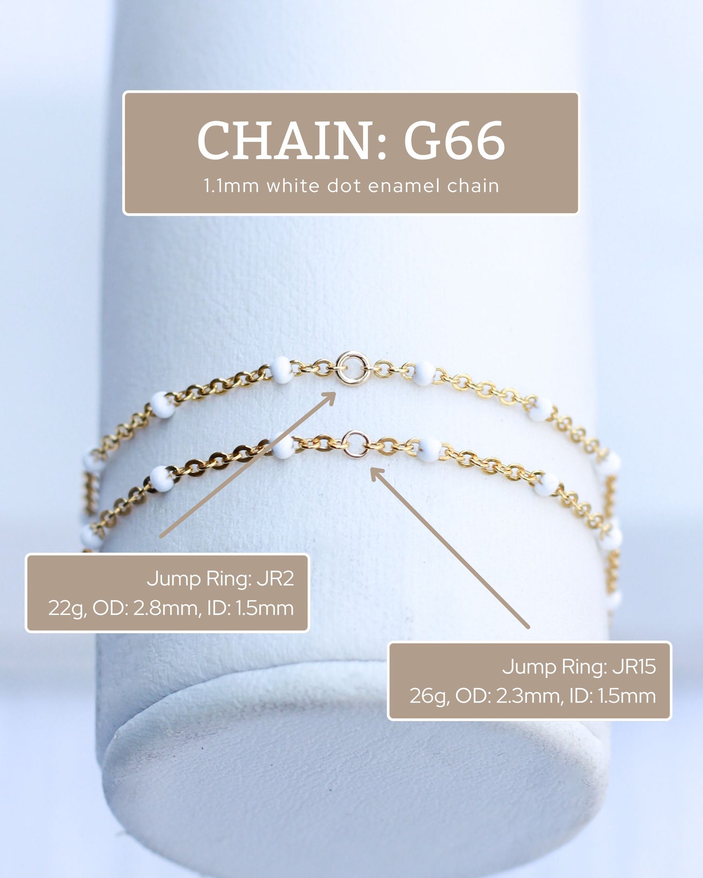 1.1mm White Dot Enamel Chain, G66