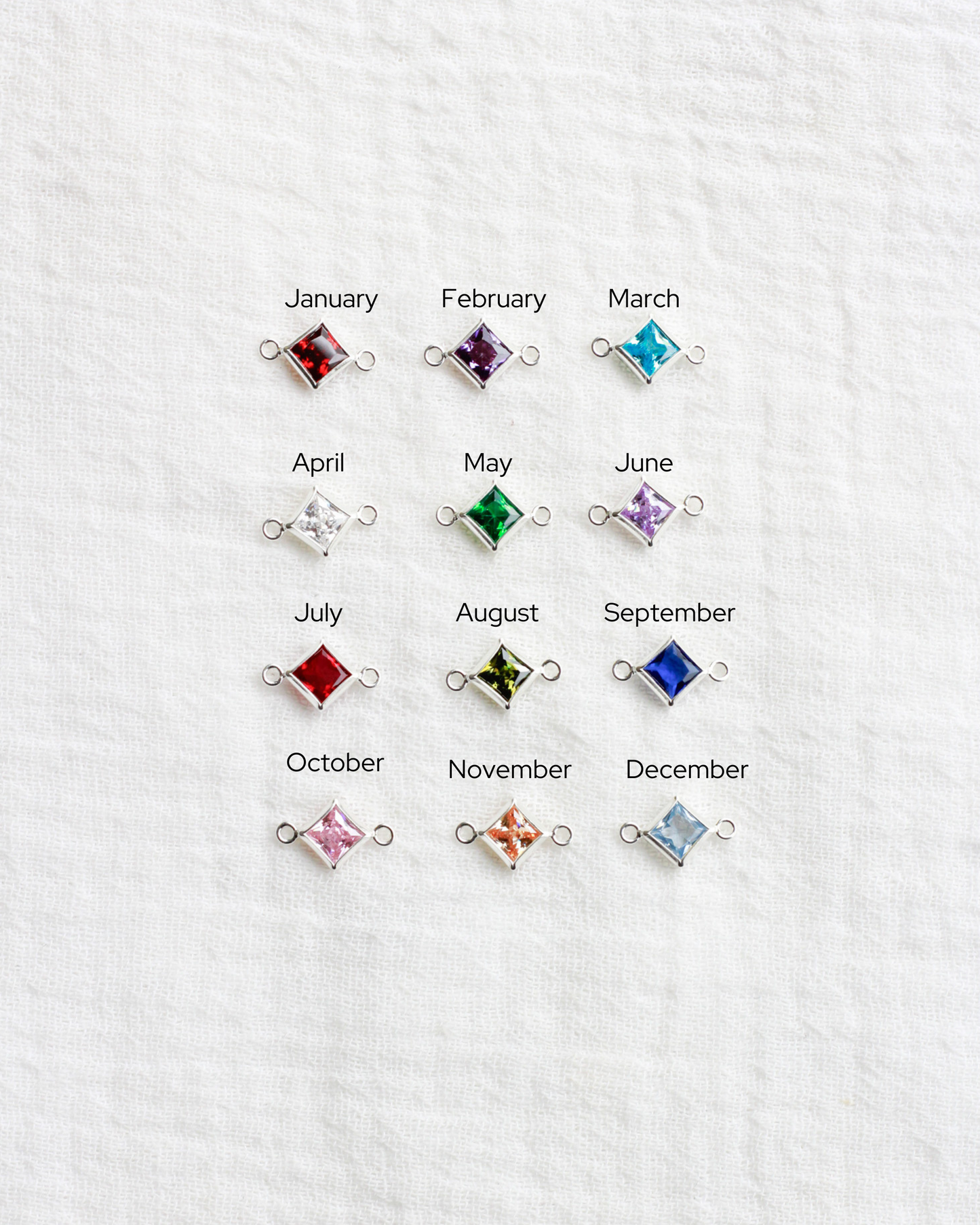4mm CZ Diamond Shaped Birthstone Connector, CN308