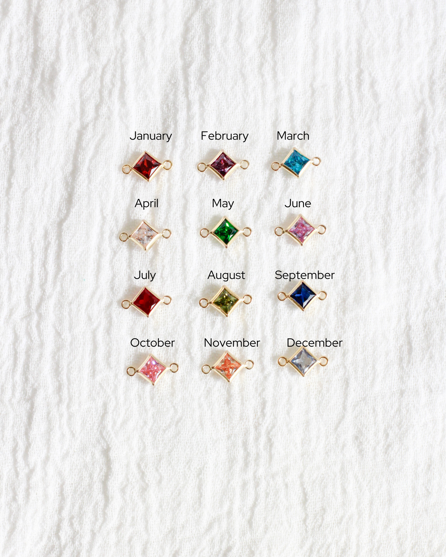 4mm CZ Diamond Shaped Birthstone Connector, CN308