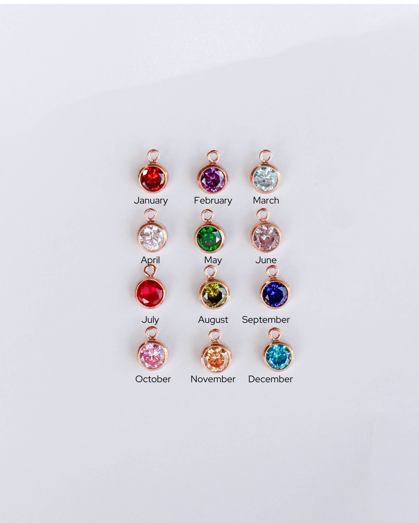 4mm Rose Gold Filled Birthstone Charm, CH11