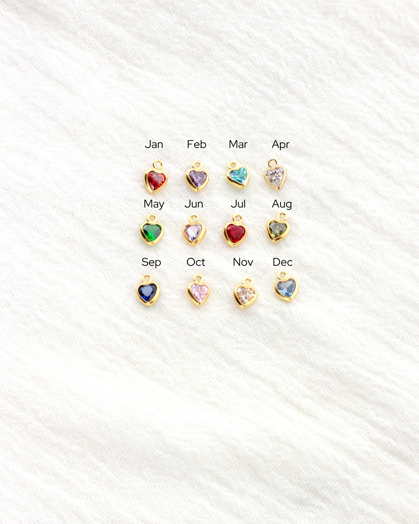 4mm Heart Shaped Birthstone Charm, CH272