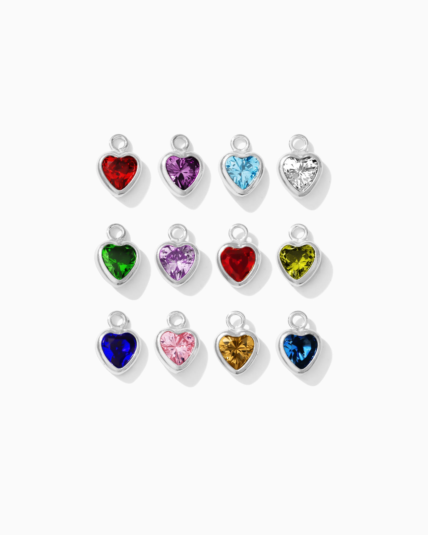 4mm Heart Shaped Birthstone Charm, CH272