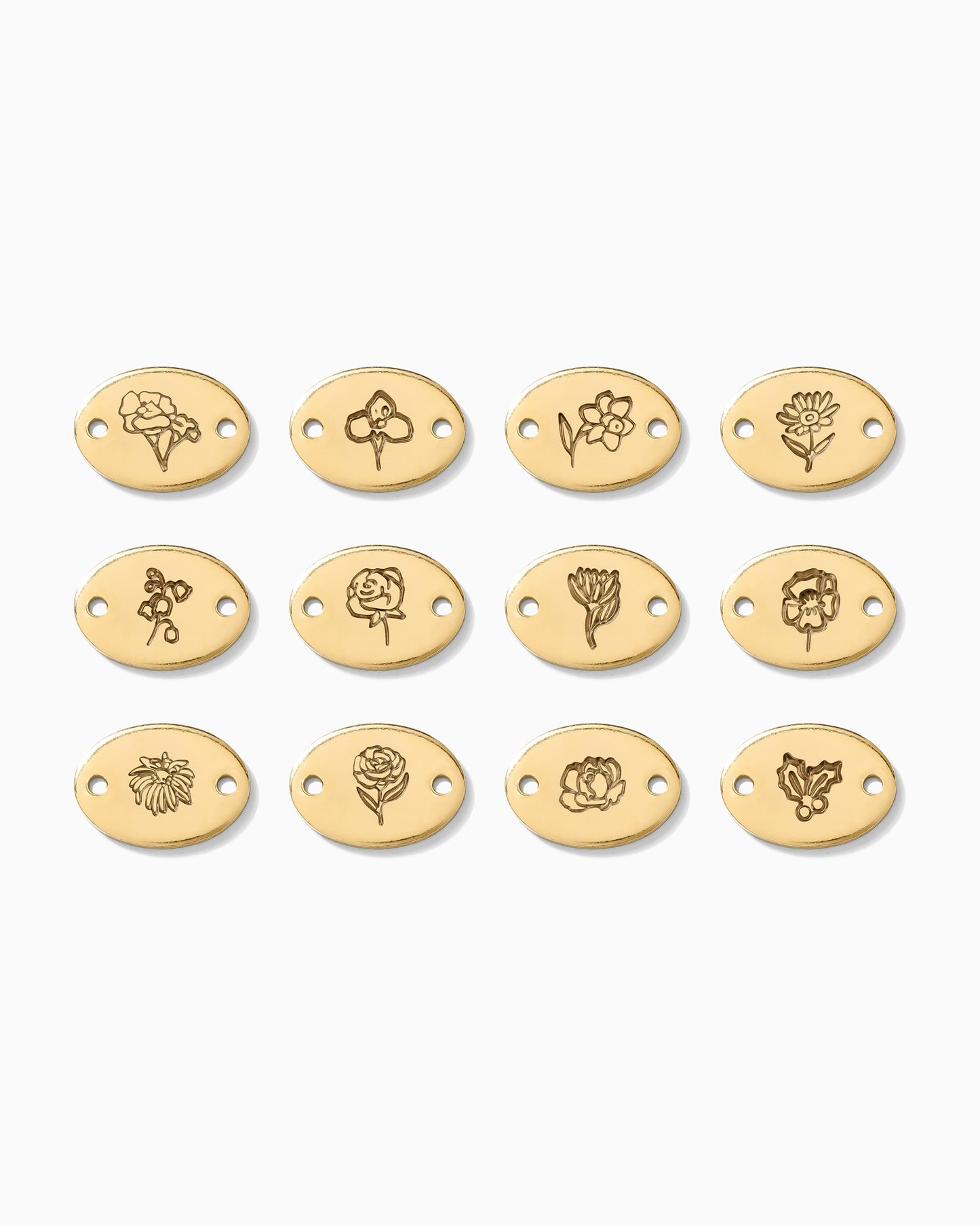 Birth Flower Oval Connector, CN01