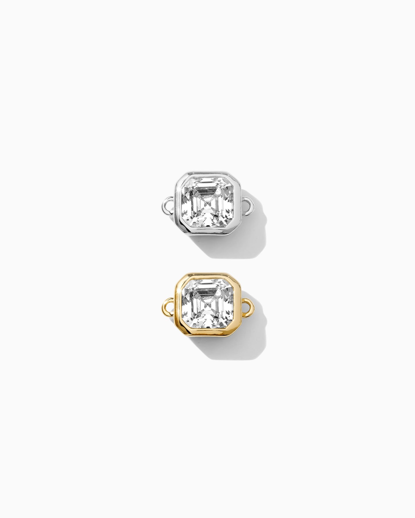 White CZ Octagon Asscher Cut Connector, CN126