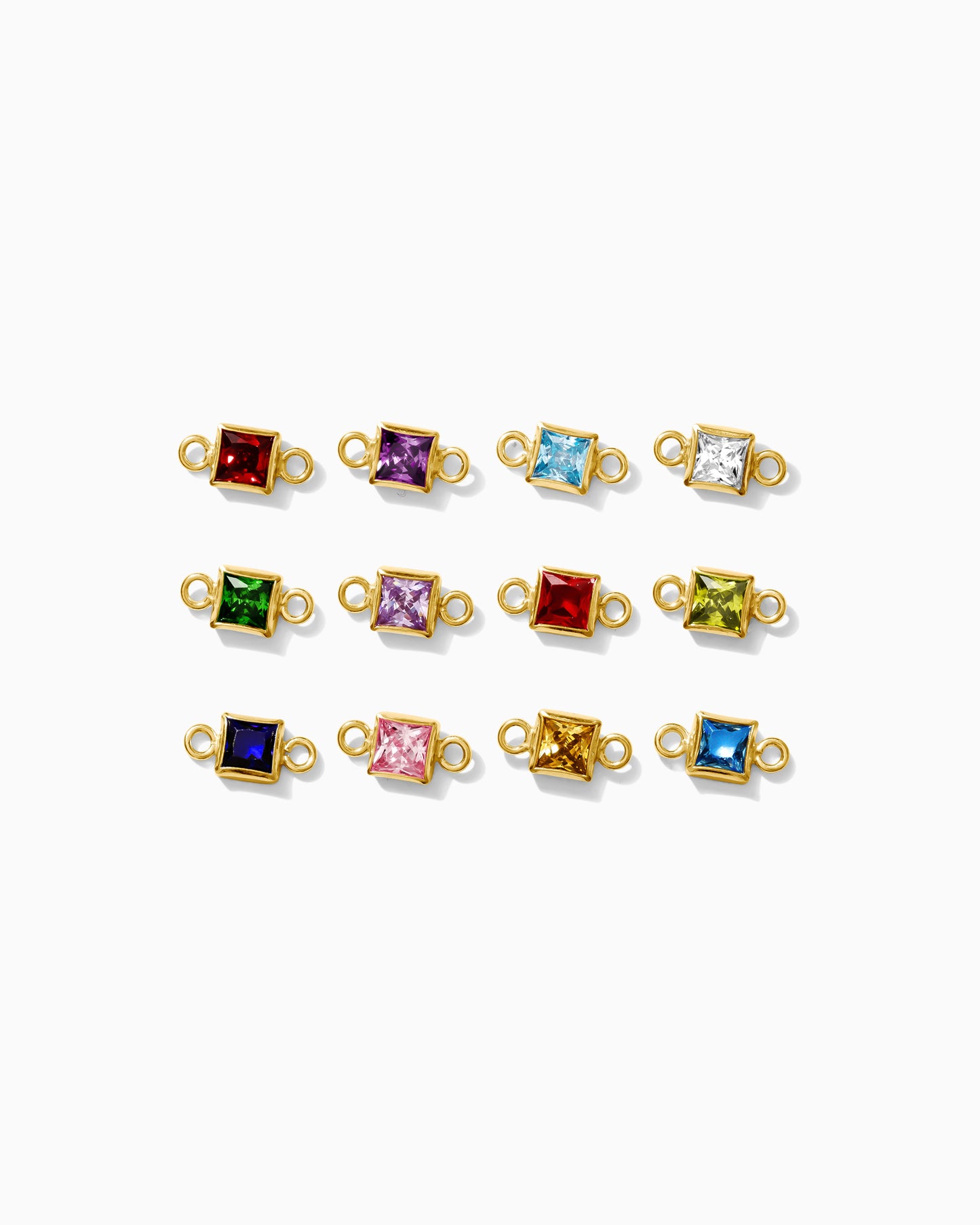 3mm CZ Square Birthstone Connector, CN304
