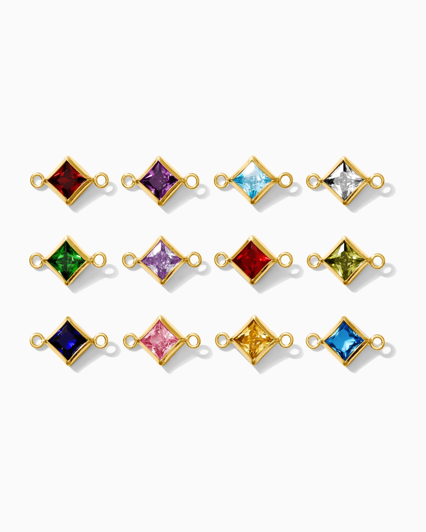 4mm CZ Diamond Shaped Birthstone Connector, CN308