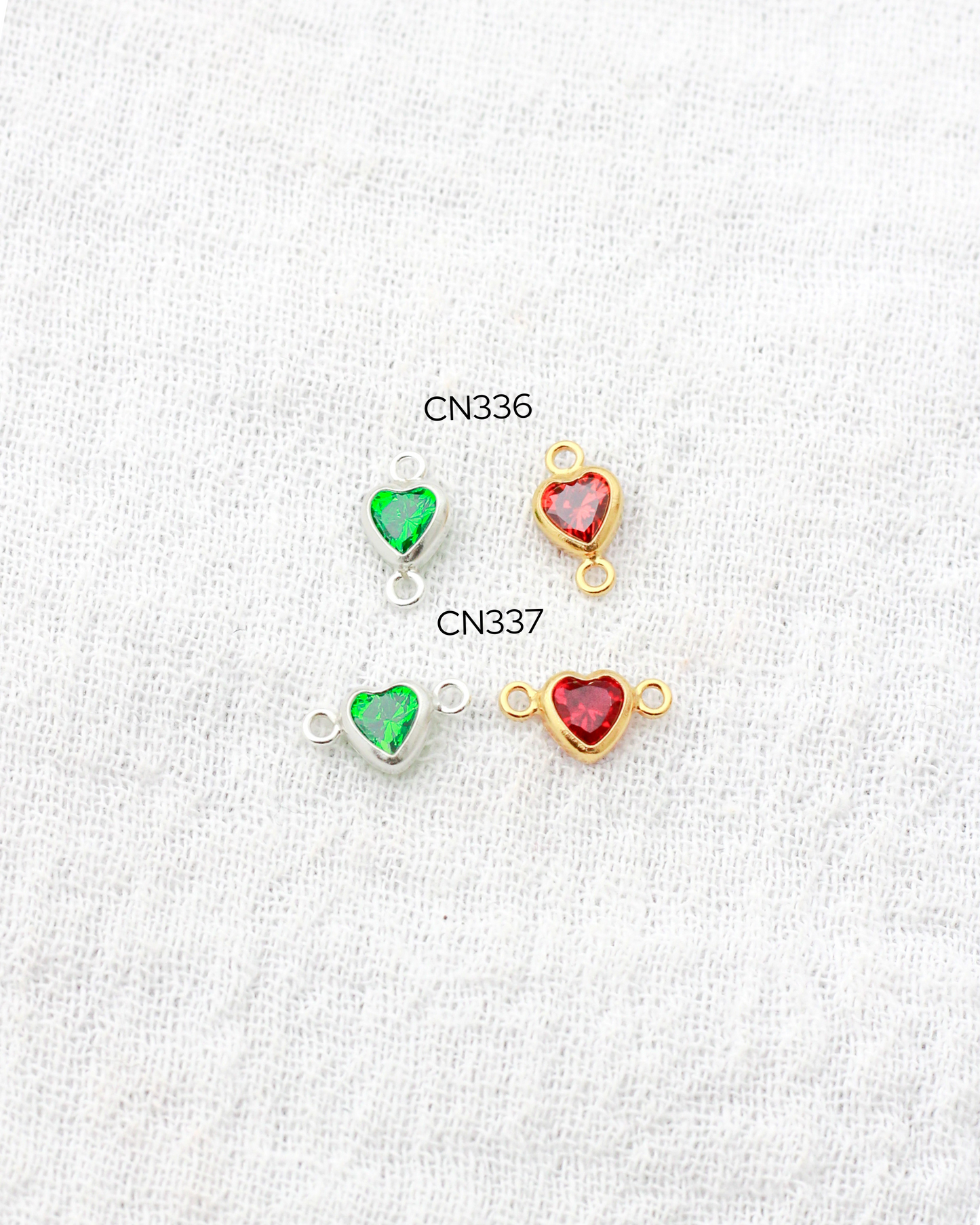 4mm Horizontal Heart Shaped Birthstone Connector, CN337