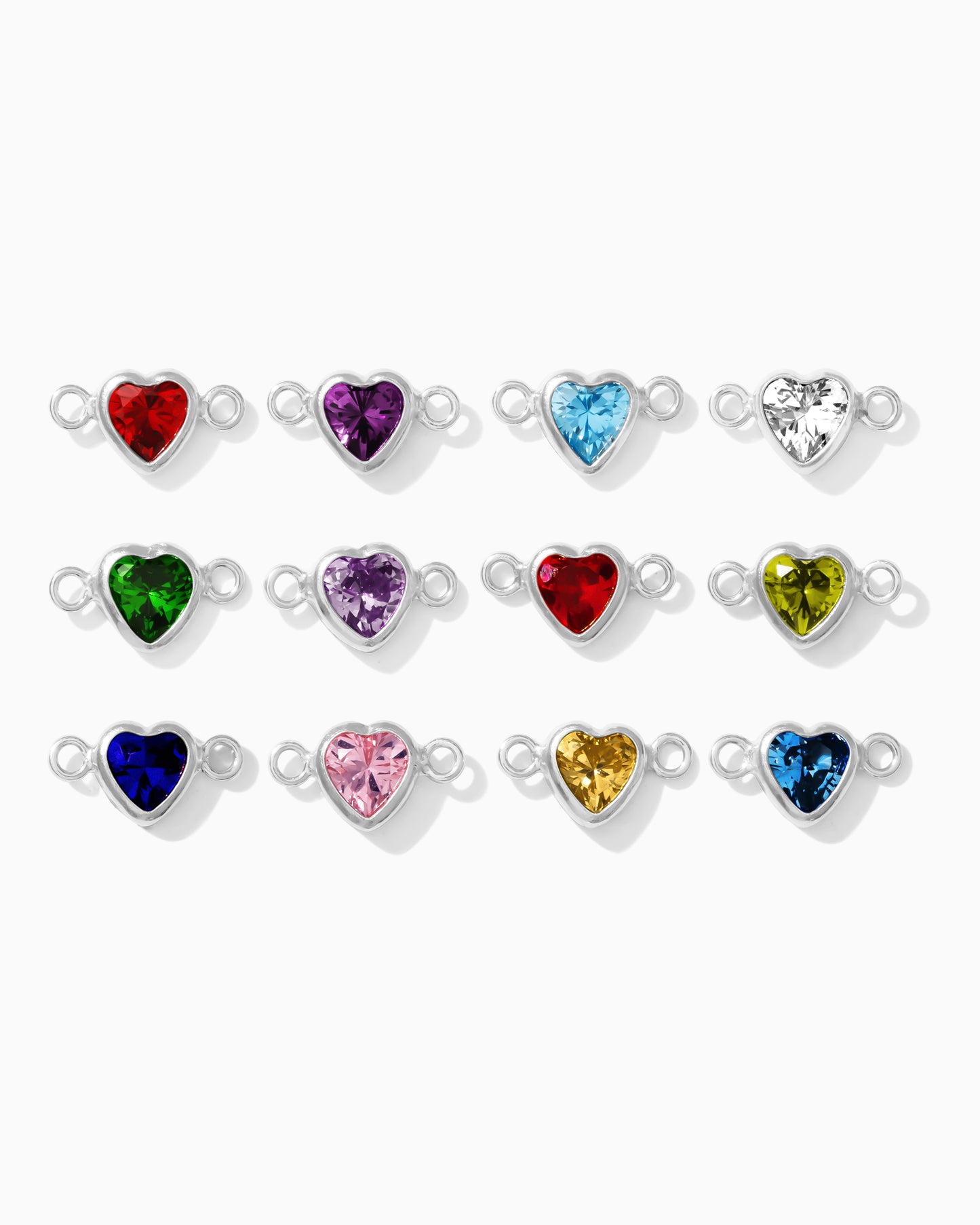 4mm Horizontal Heart Shaped Birthstone Connector, CN337
