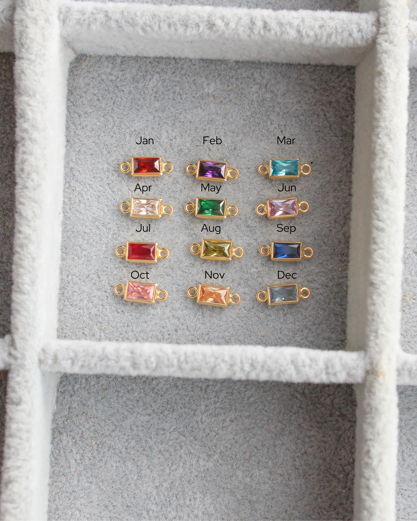 3mm Birthstone Rectangle Connector, CN388