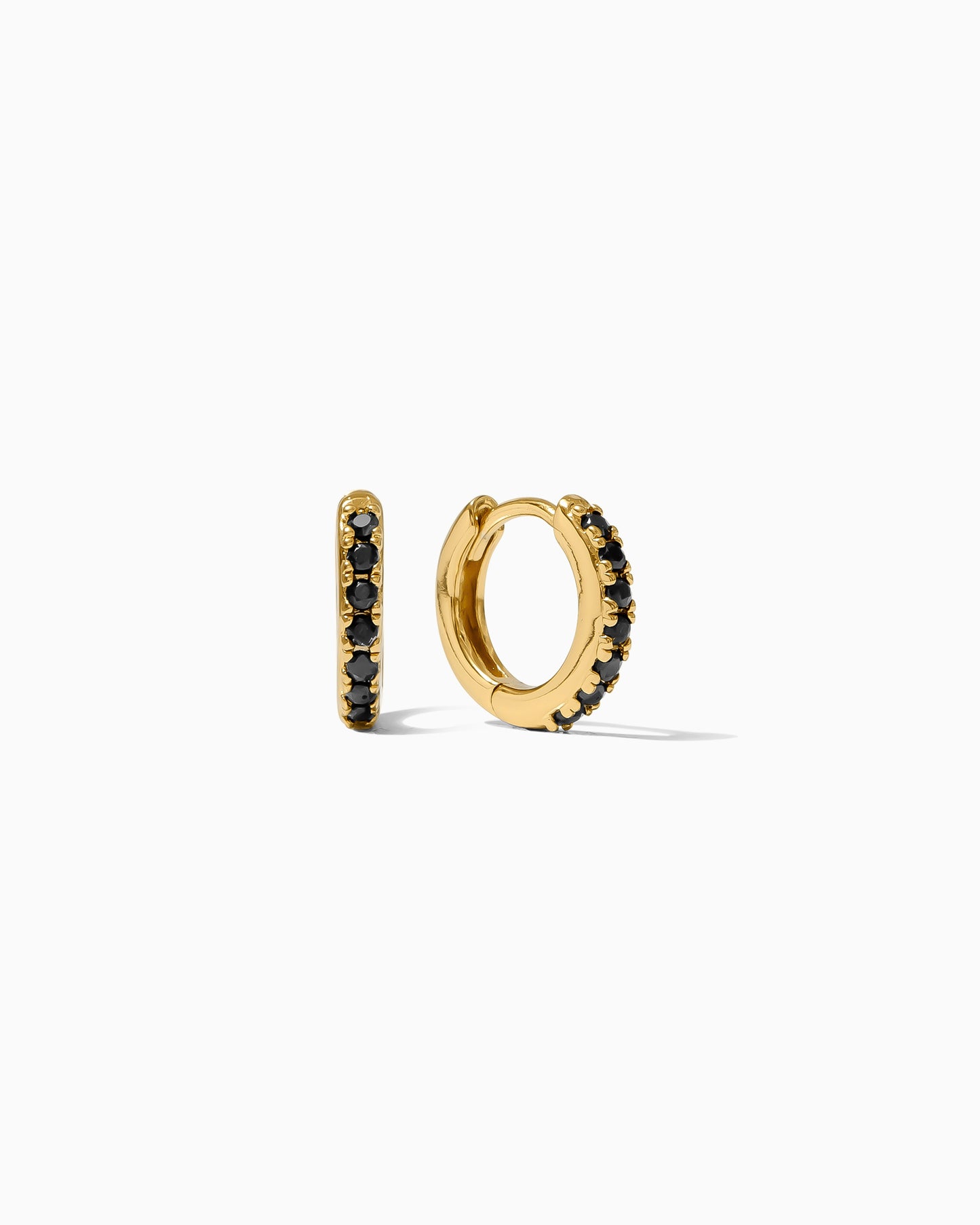 10.5mm Black Pave Hoop Earrings, E41