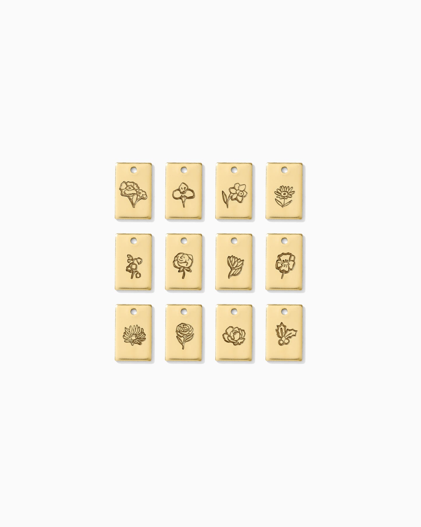 Rectangle Birth Flower Charm, CH266