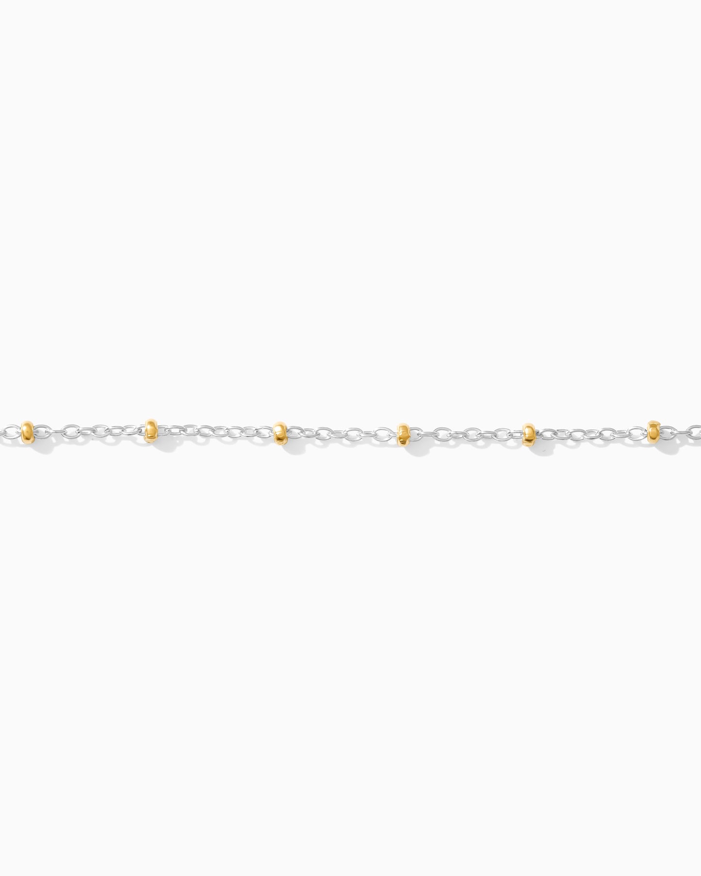 1.2mm Satellite Silver Chain with 2mm Gold Filled Beads, M198