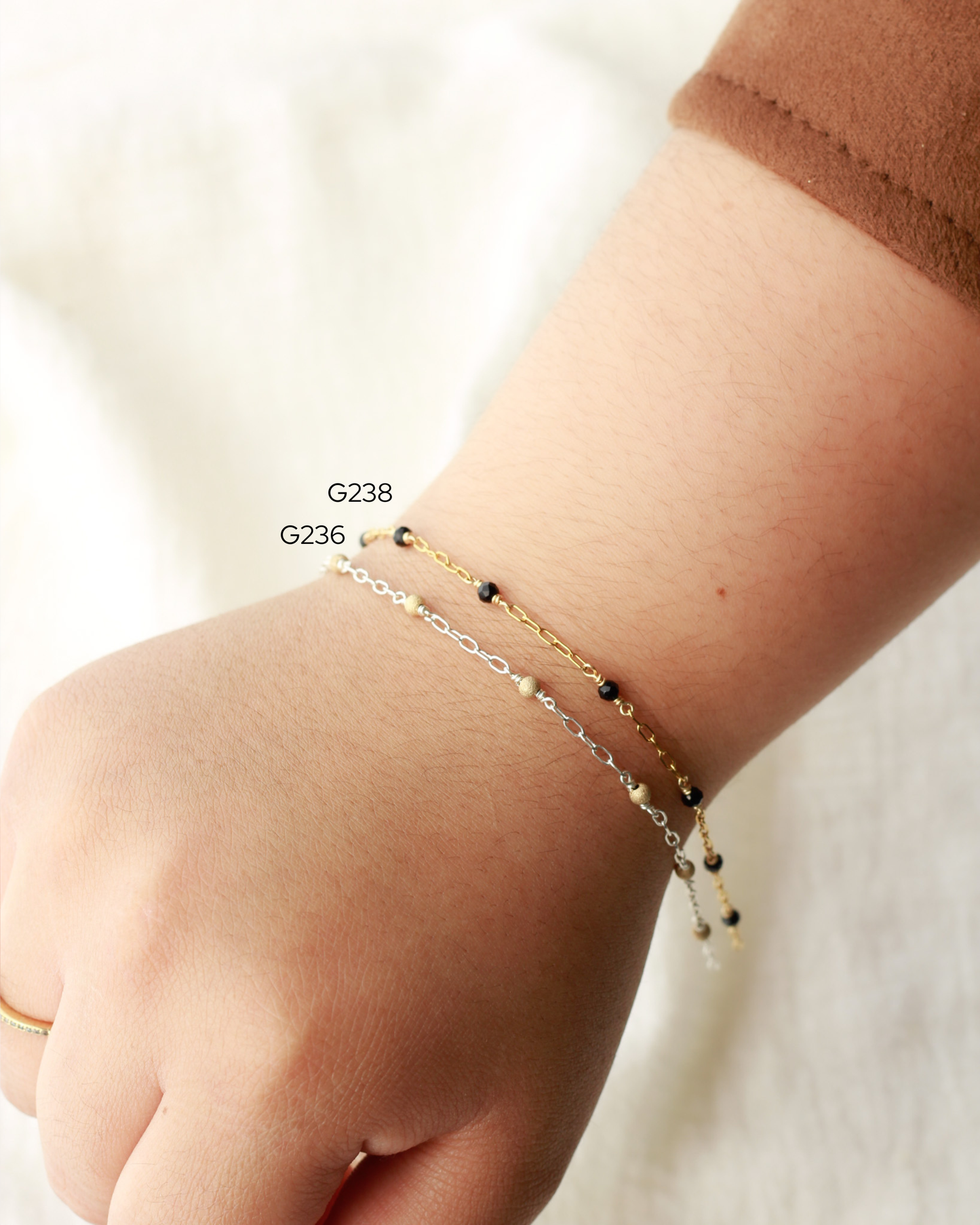 1.7mm Paperclip Chain with Gold Stardust Beads. M236