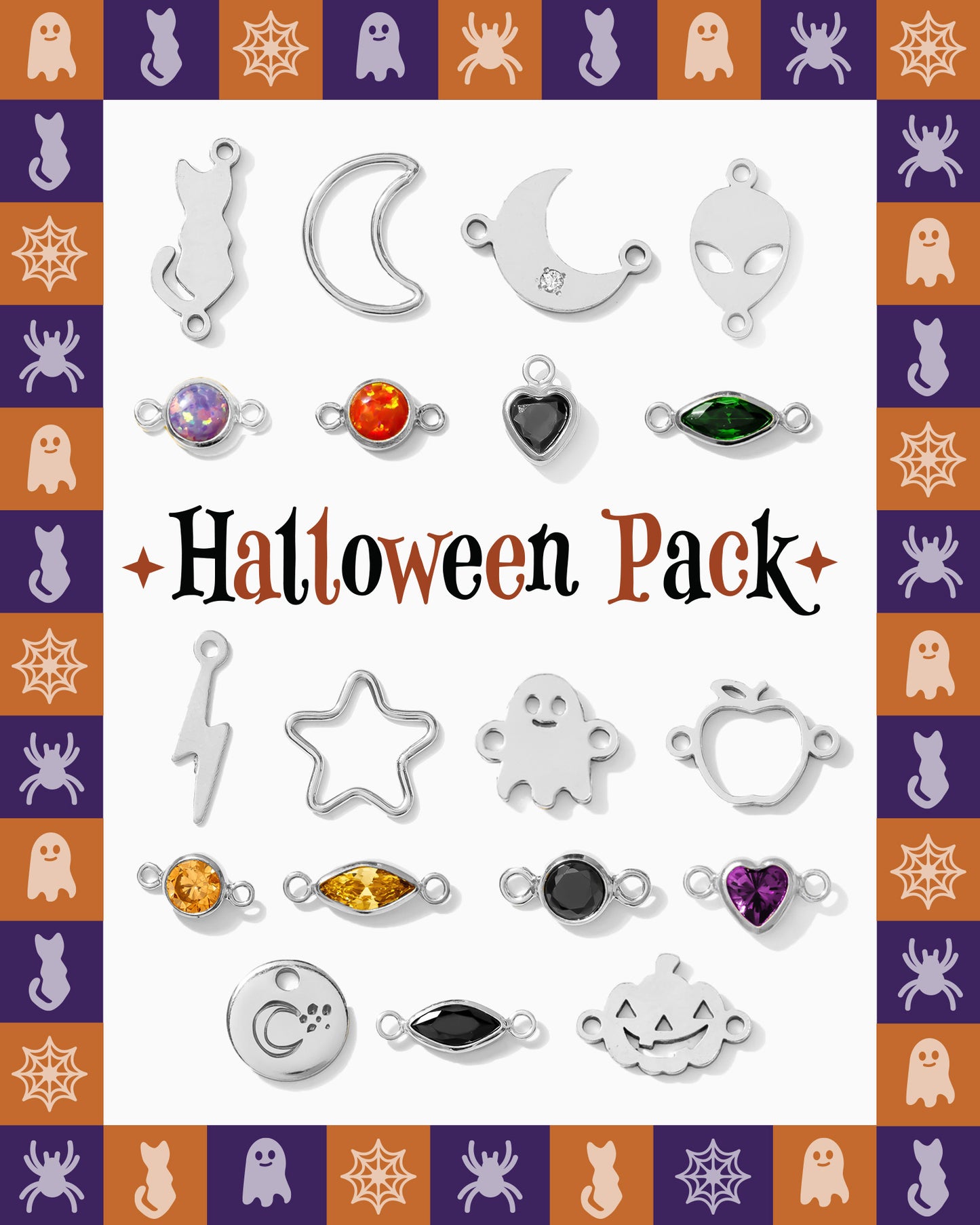 Halloween Connectors & Charms Mega Pack - Silver