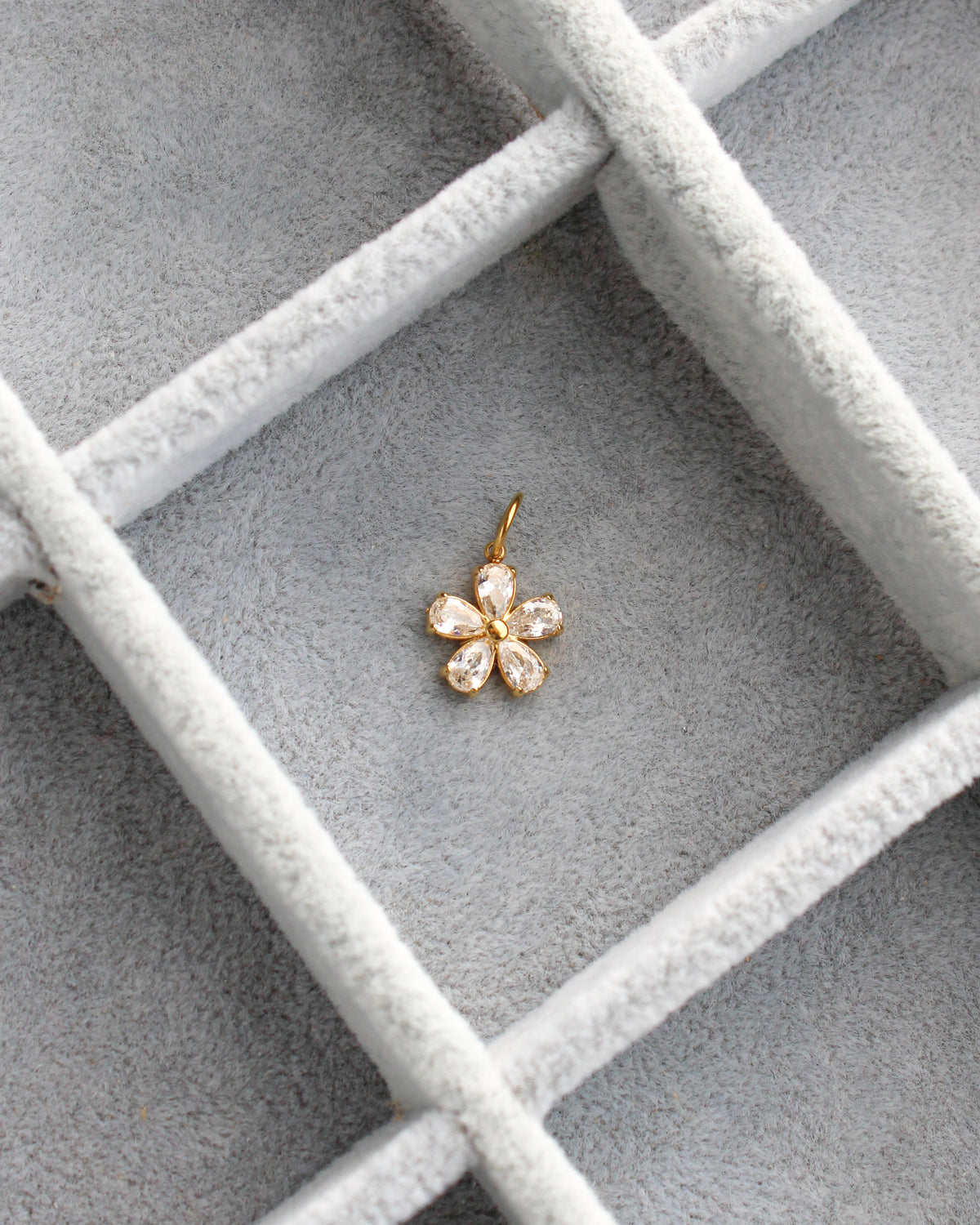 13mm Zircon Flower PVD Charm, CH471