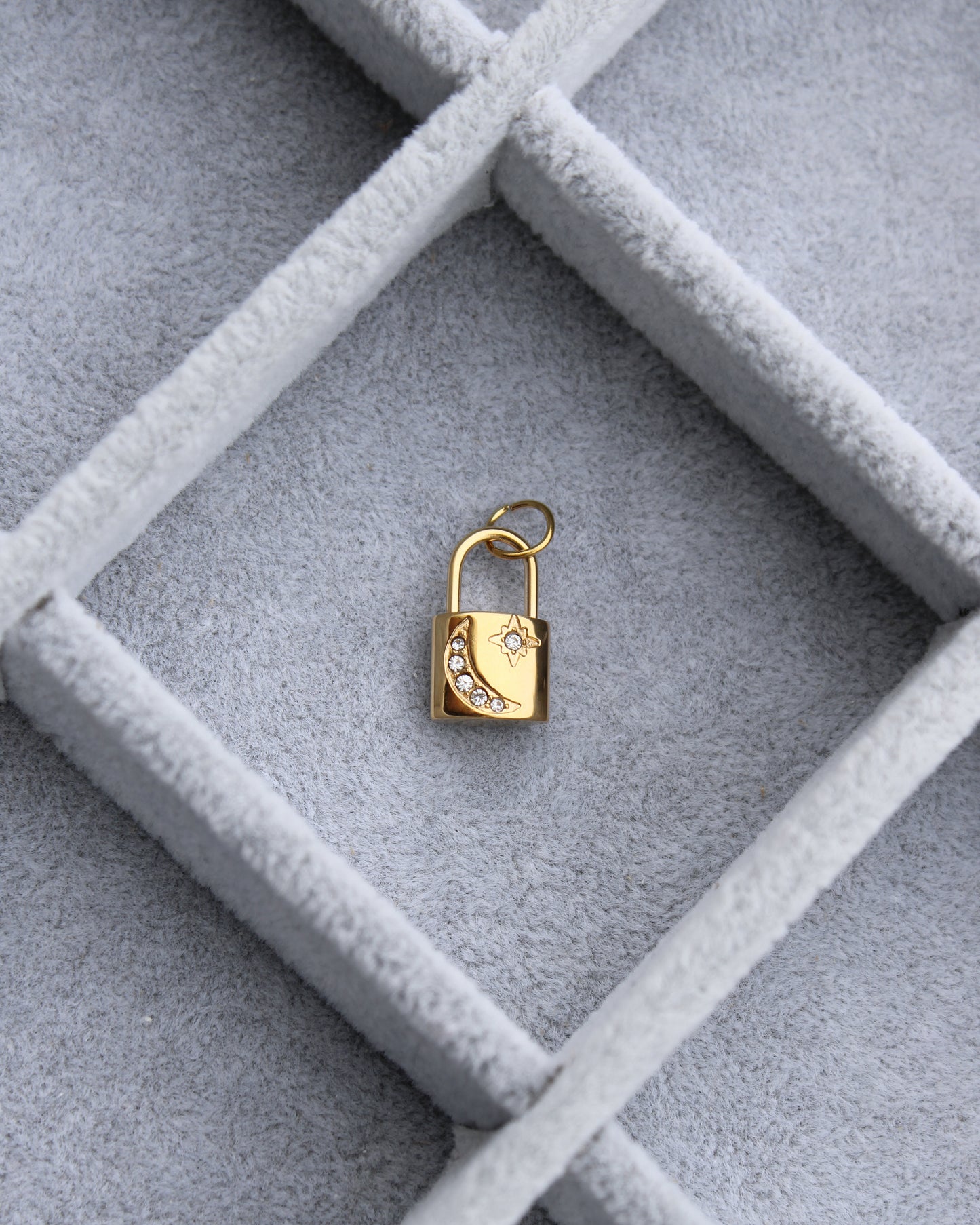 16mm Lock w/ Moon & Stars PVD Charm, CH393