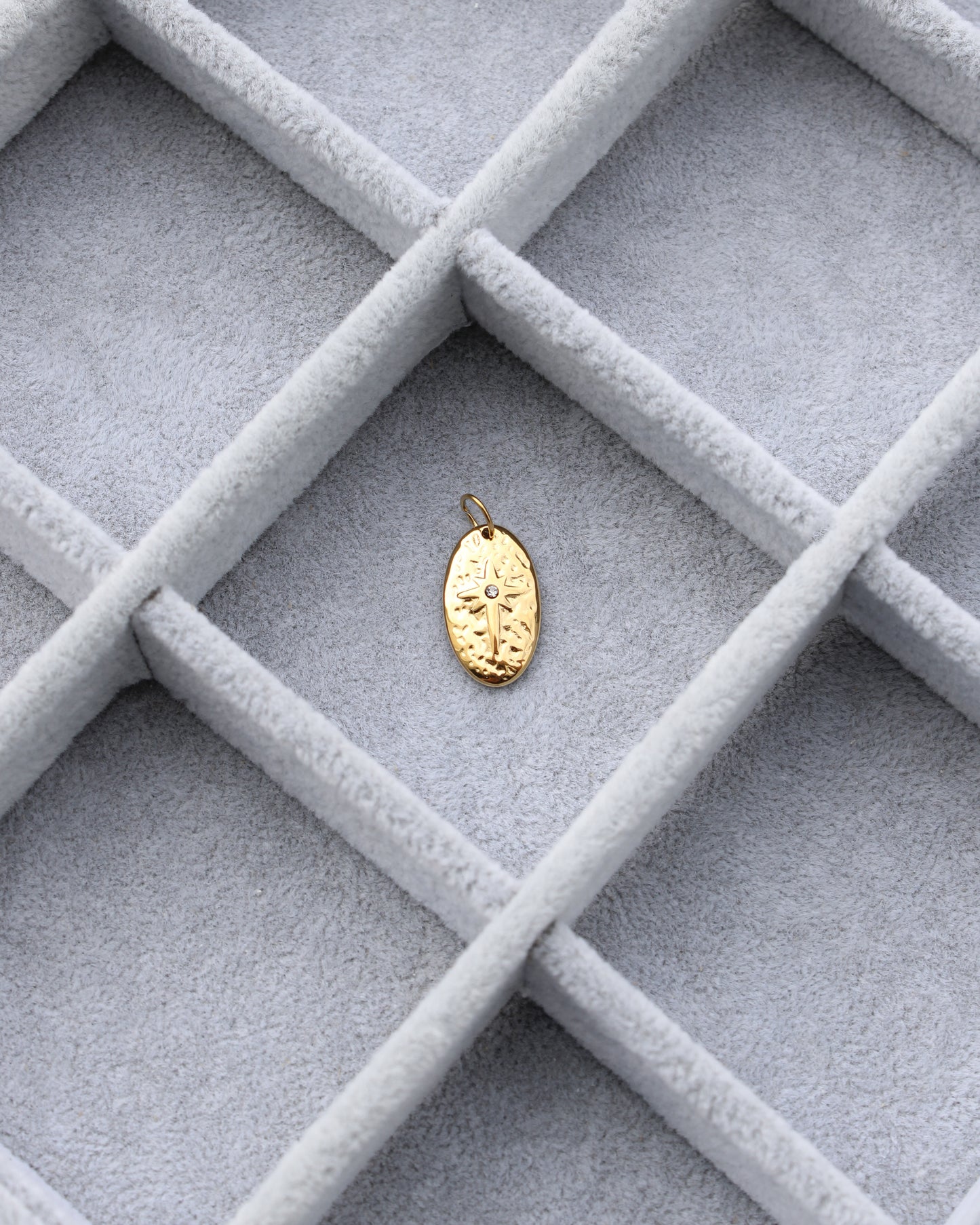 20mm Oval w/ Star CZ PVD Charm, CH397