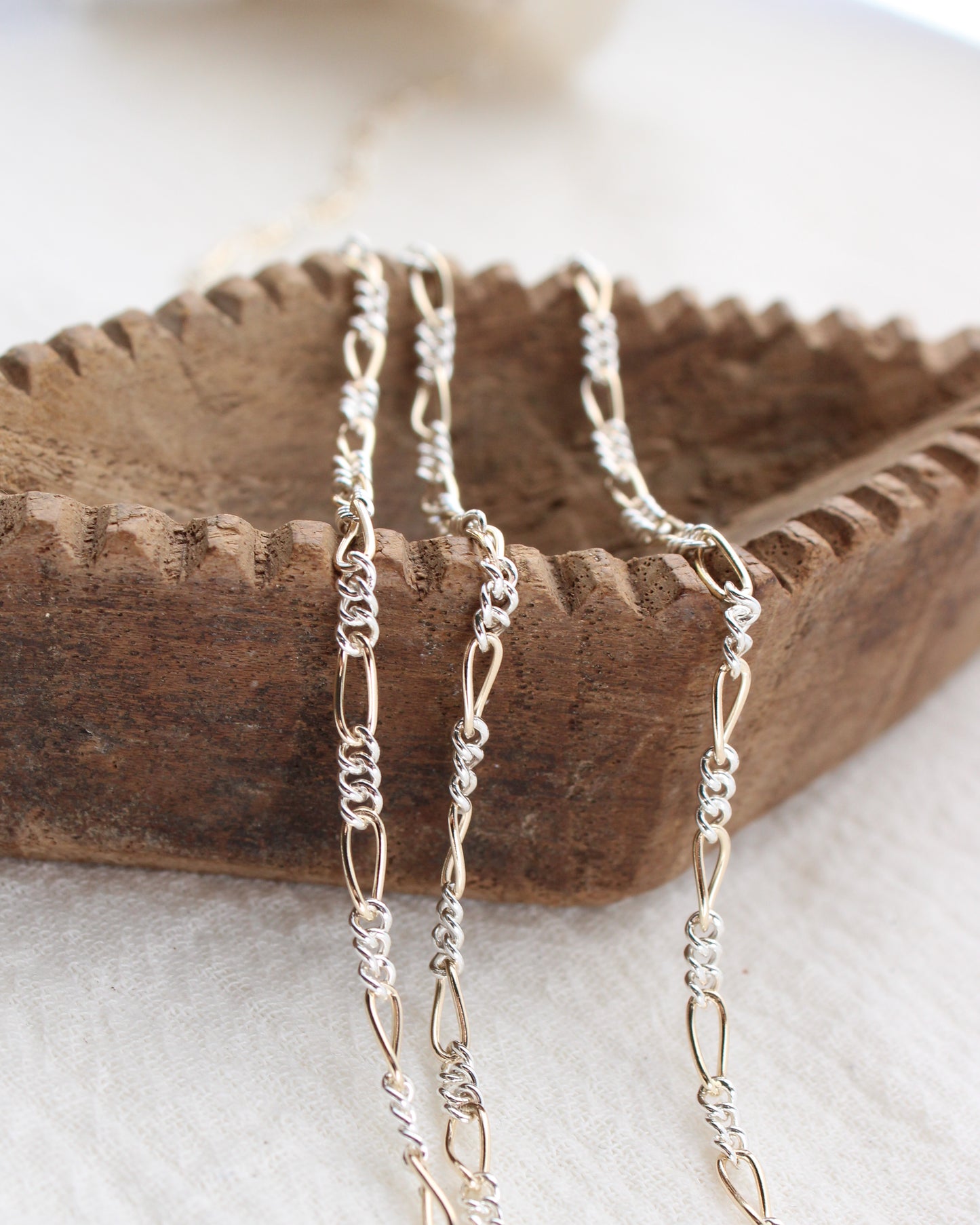 2.3mm Figaro Mixed Metal Chain, M191