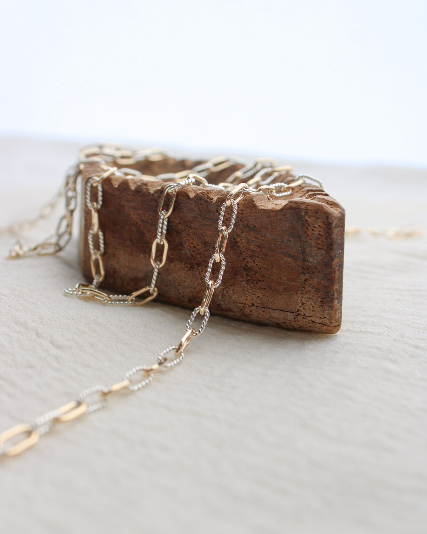 3mm Alternate Twisted Paperclip Mixed Metal Chain, M196
