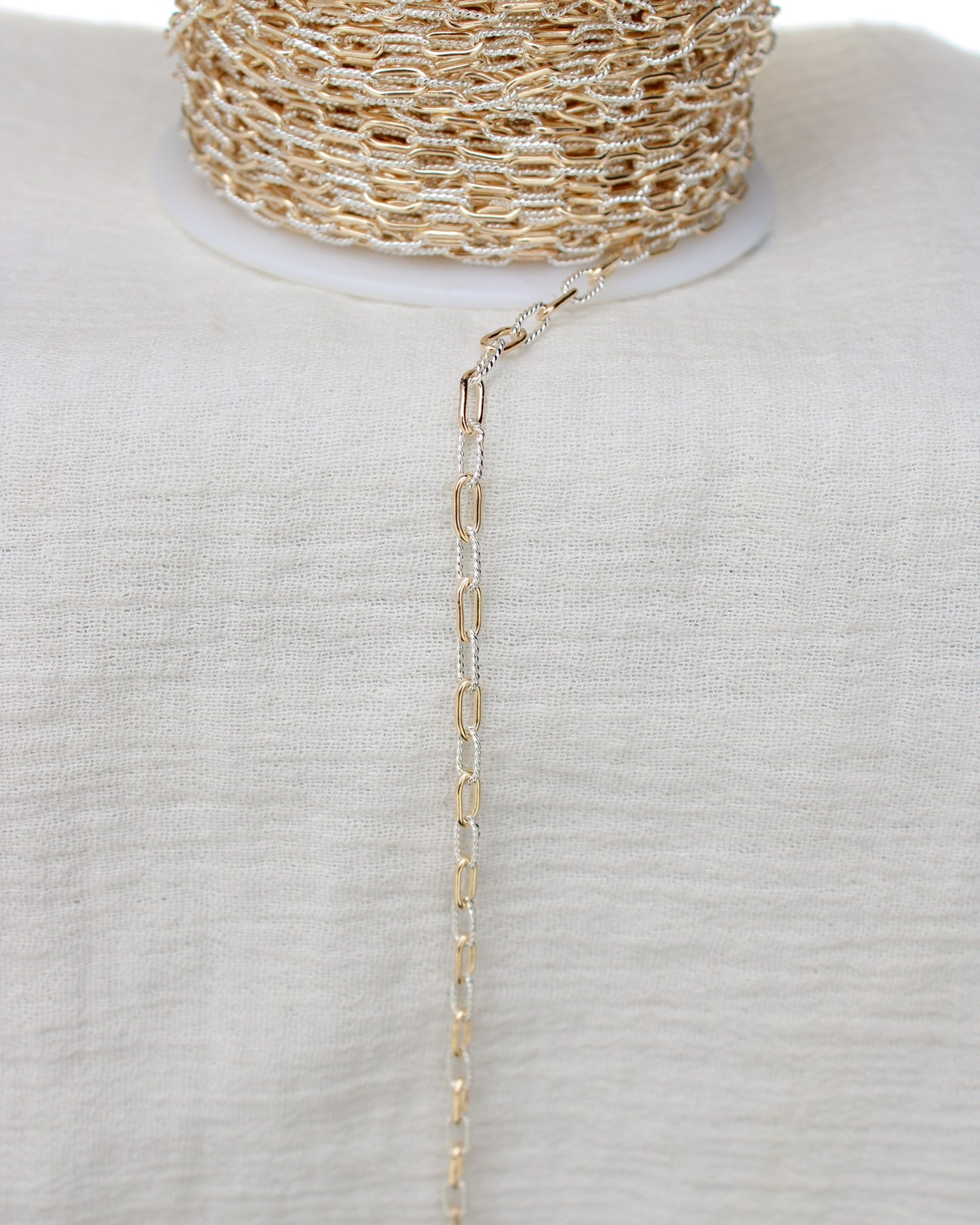 3mm Alternate Twisted Paperclip Mixed Metal Chain, M196
