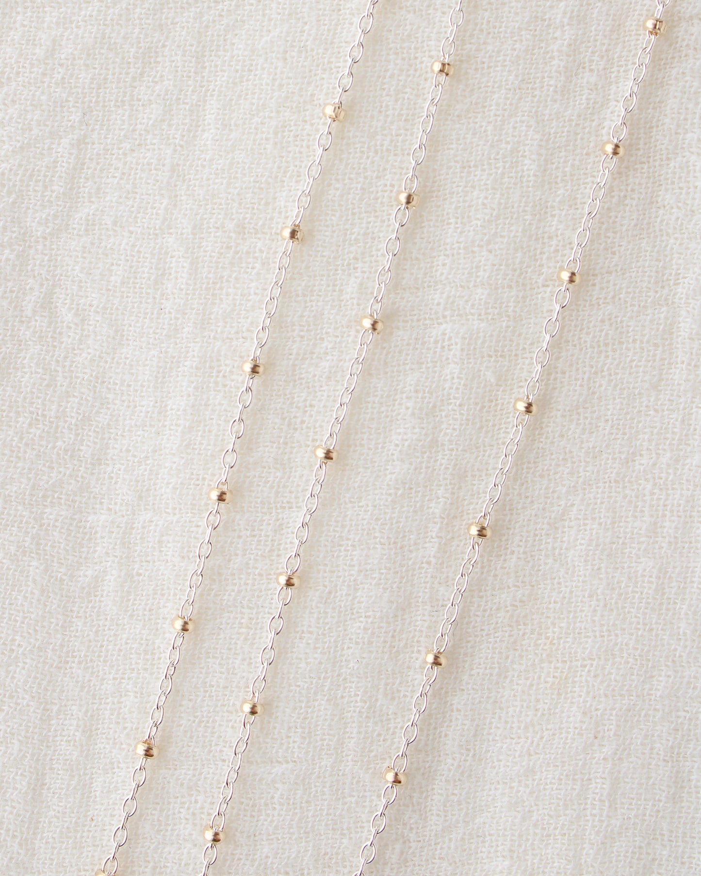 1.2mm Satellite Silver Chain with 2mm Gold Filled Beads, M198