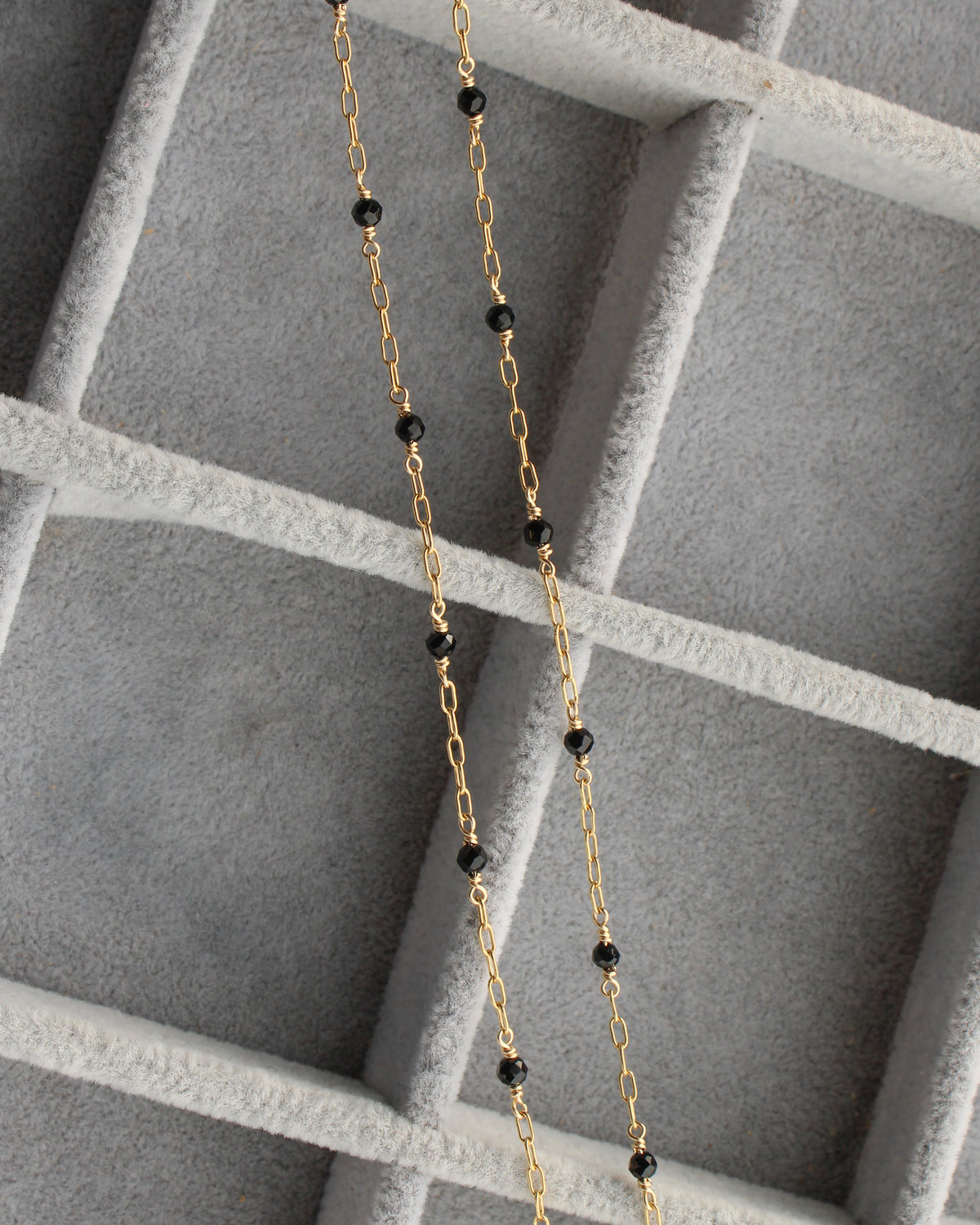 1.6mm Paperclip Chain with Genuine Black Onyx, G238