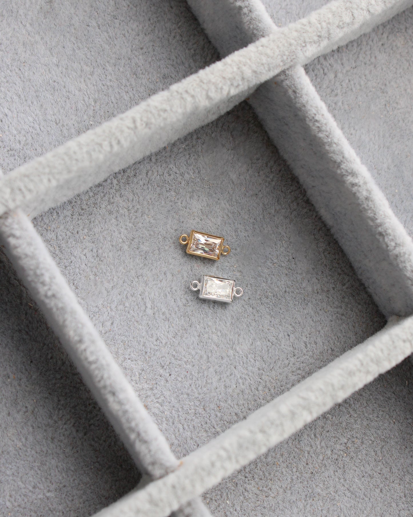 4x6mm Birthstone CZ Rectangle Connector, CN389