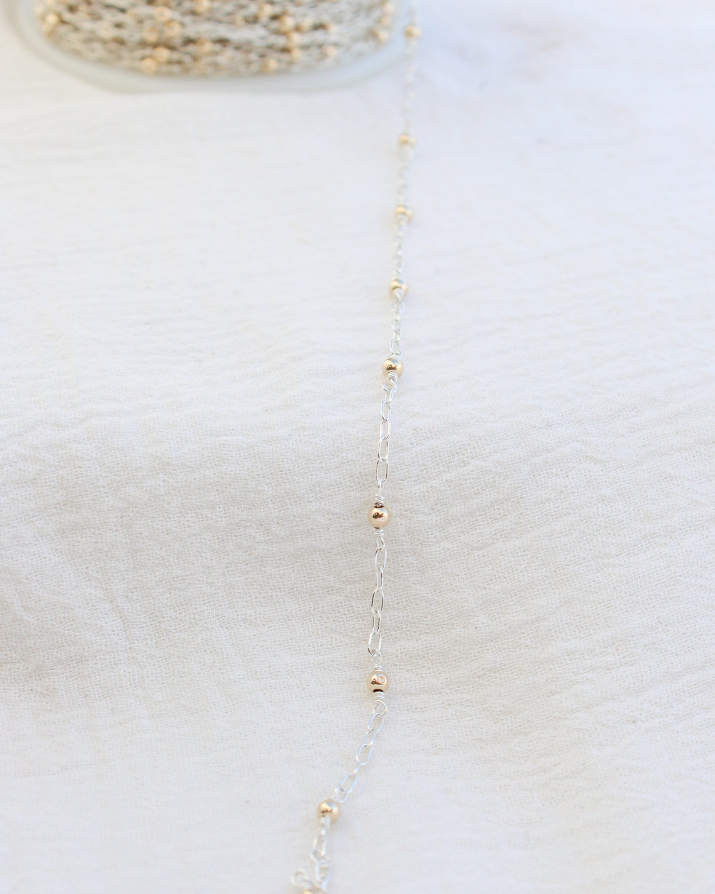 1.7mm SS Paper Clip with 3mm 14k Gold Filled Beads, M205
