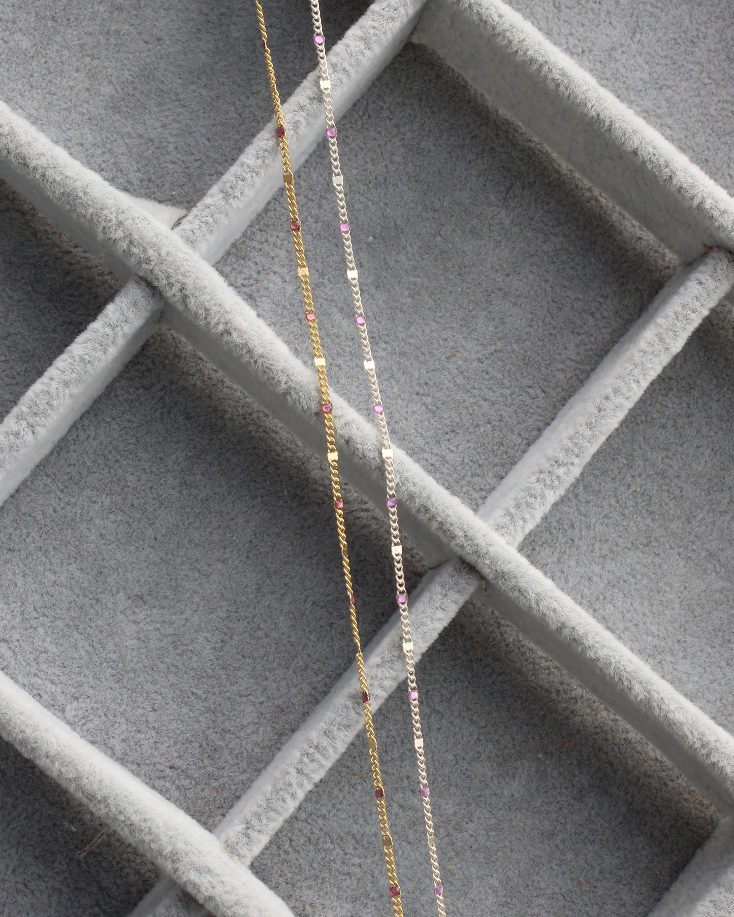 1.2mm Dapped Curb Chain with Purple Enamel Dots, S209, G209