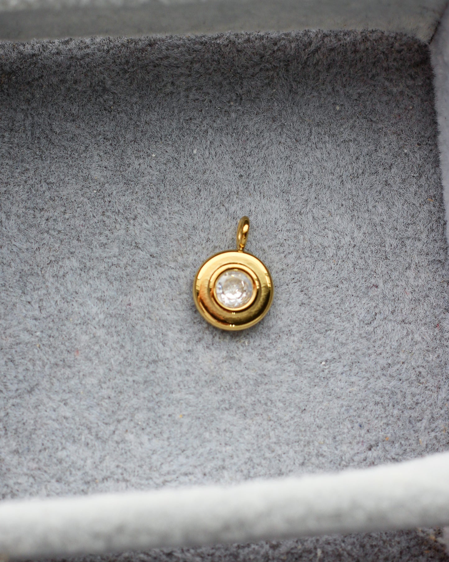 Cubic Zirconia Round Pendant PVD Charm, CH436
