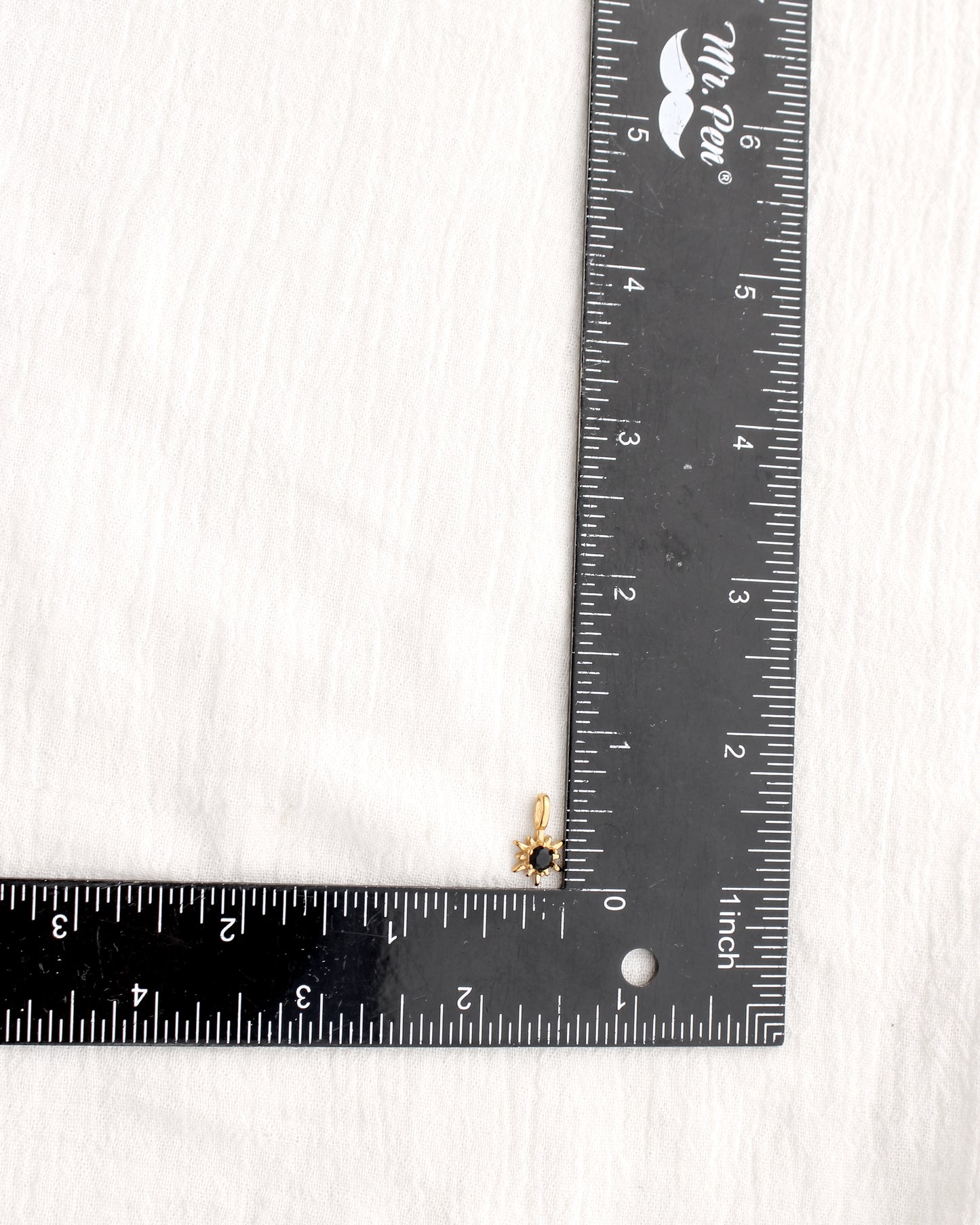 15mm Black Zircon Sunburst PVD Charm, CH369