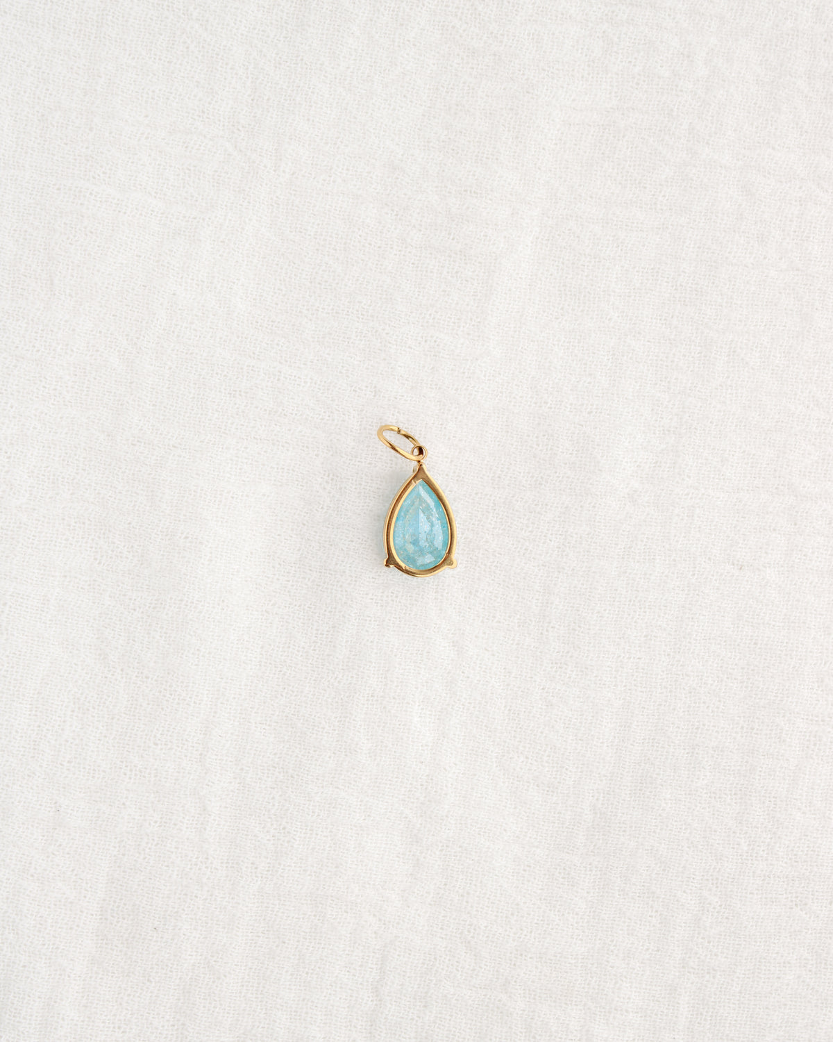 15mm Blue Zircon Teardrop PVD Charm, CH373